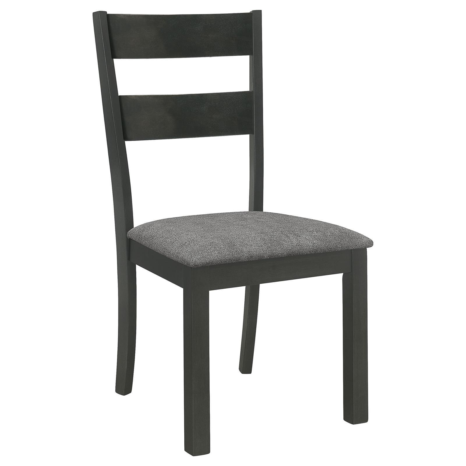 Gray Upholstered Ladderback Wood Dining Chairs, Set of 2