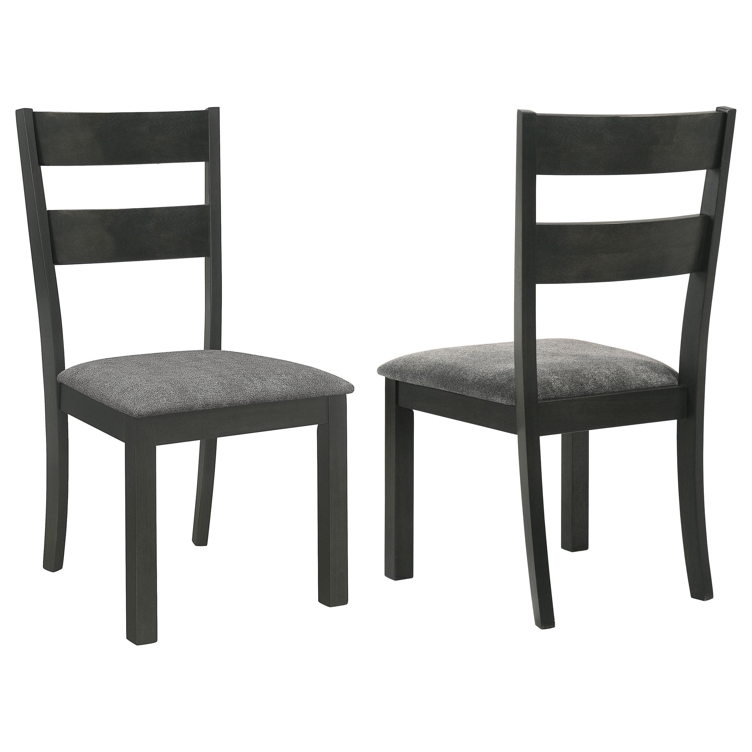 Gray Upholstered Ladderback Wood Dining Chairs, Set of 2