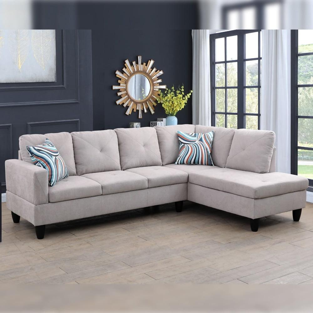 Jalen Right Facing Sectional Sofa Light Gray