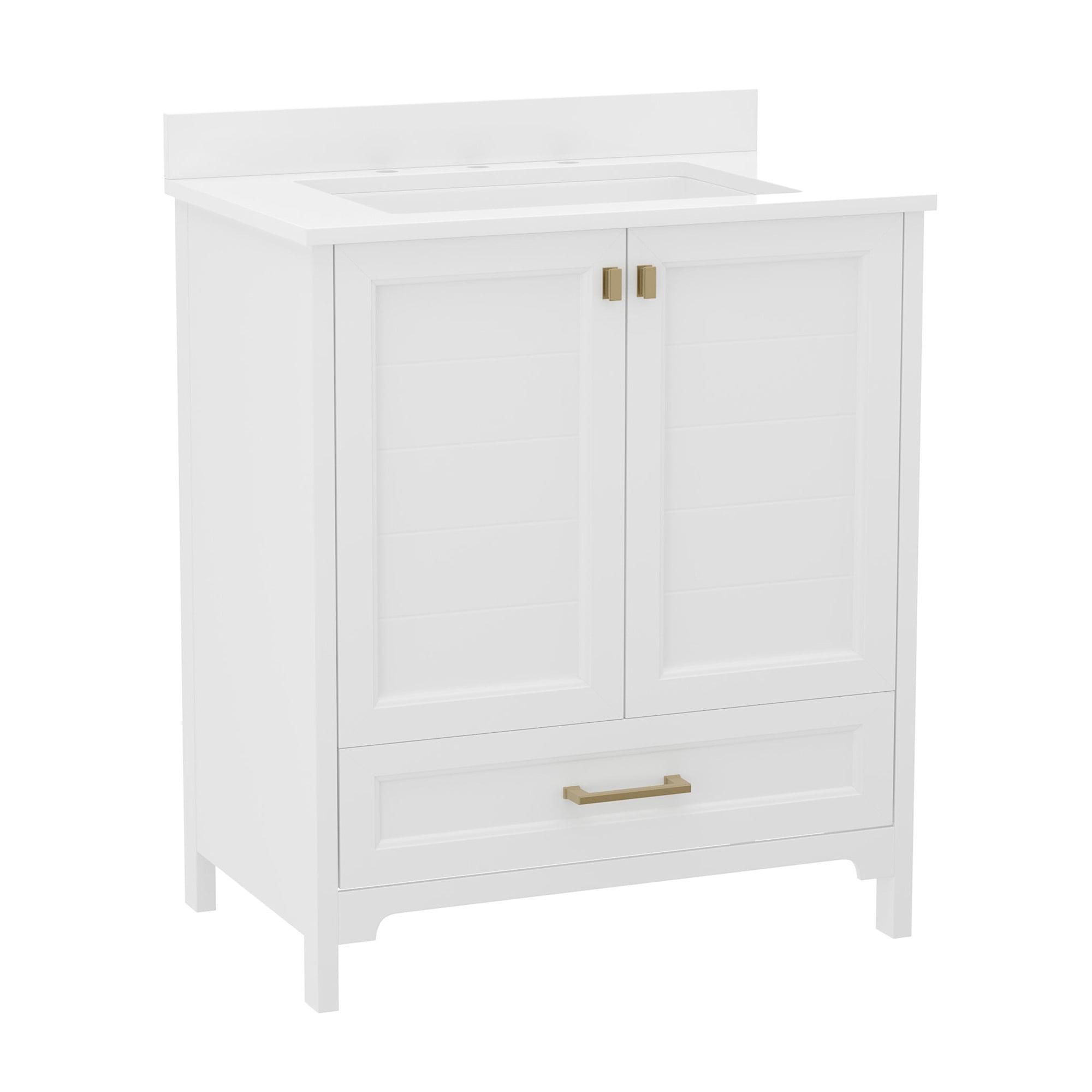 Flash Furniture 30 Inch Bathroom Vanity with Undermount Sink, Cabinet, and Drawer in White