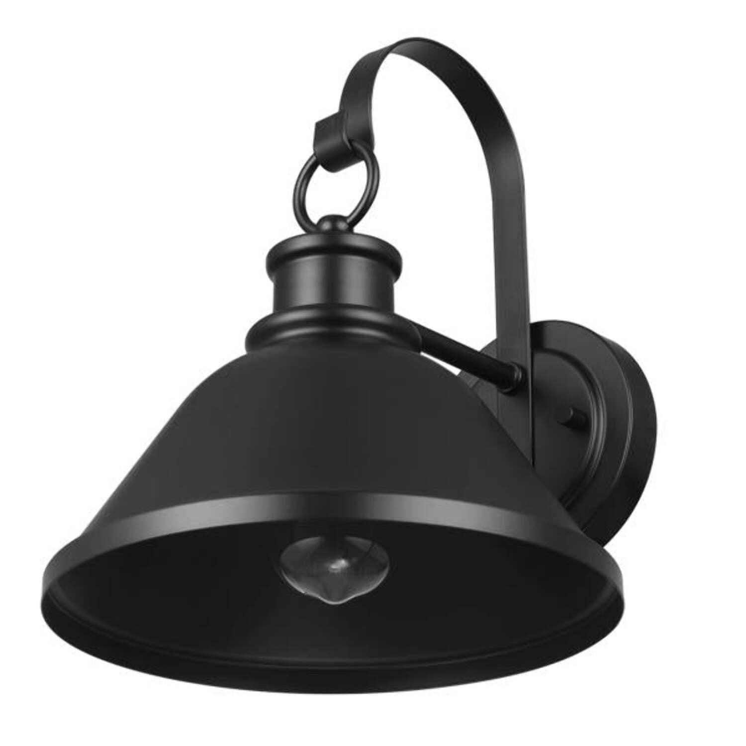 Matte Black 12" Metal Outdoor Wall Sconce with Gooseneck Stem