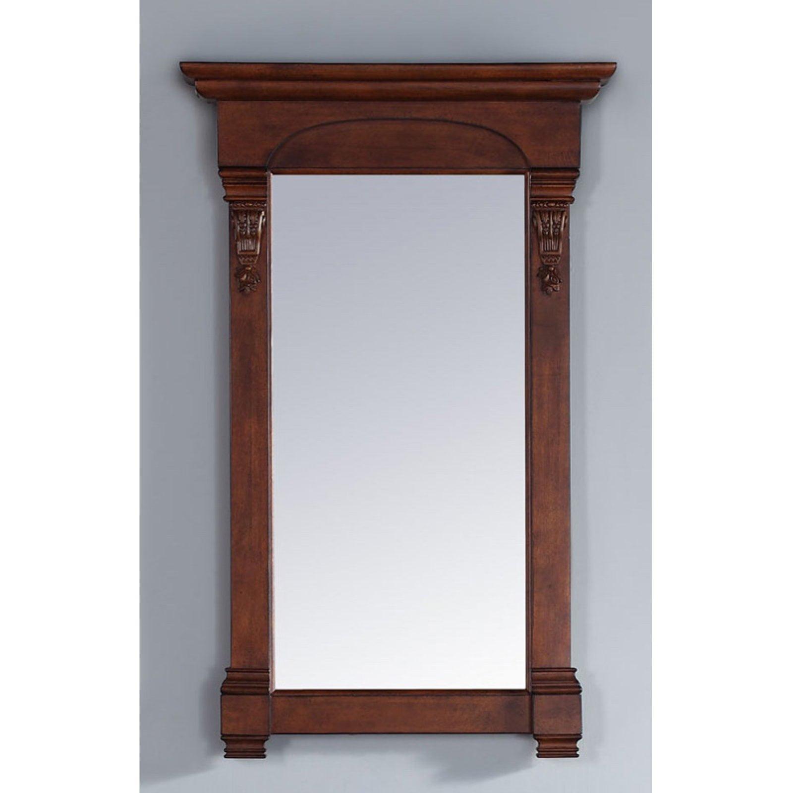 Warm Cherry Rectangular Wood Framed Bathroom Vanity Mirror