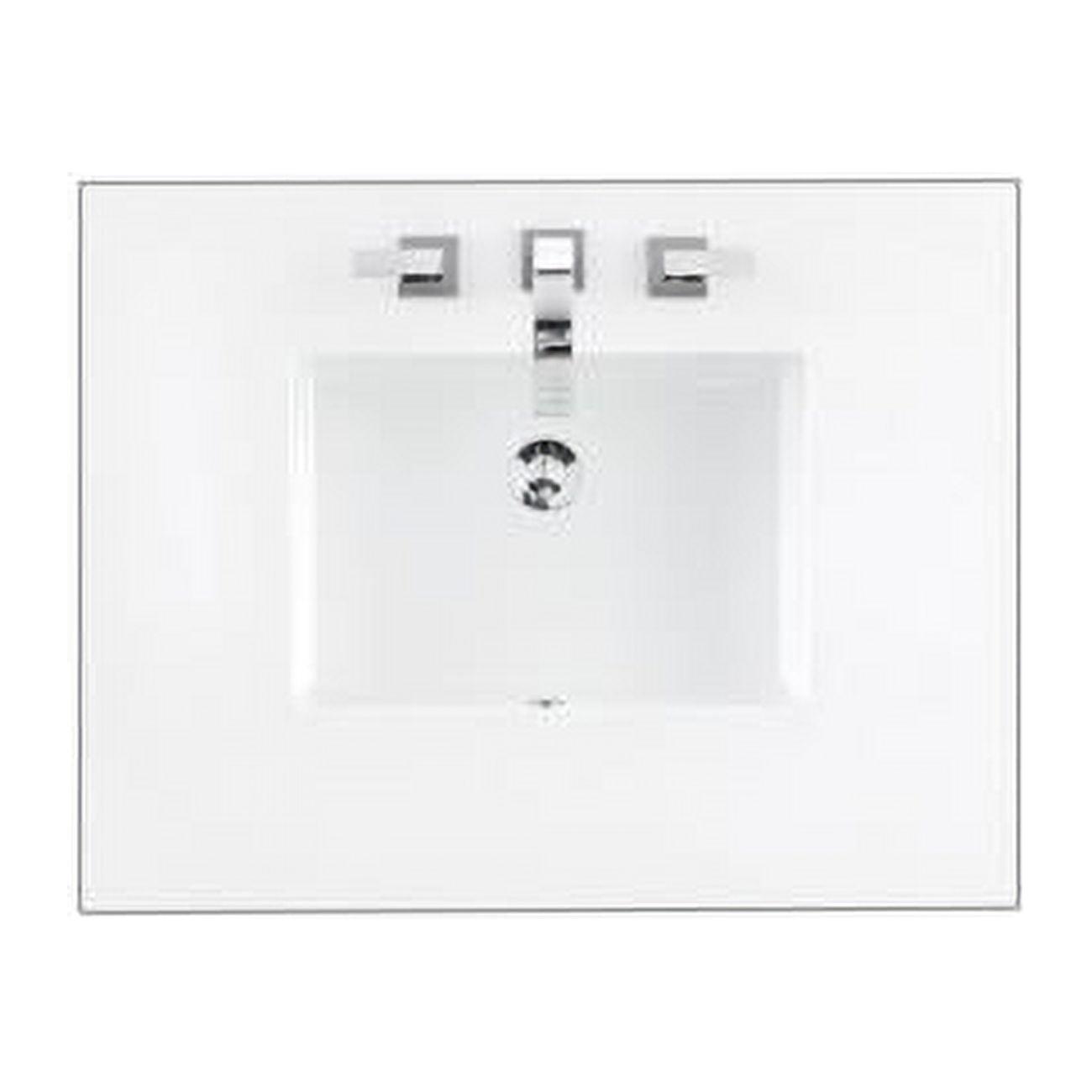 White Zeus Quartz 30" Vanity Top with Ceramic Sink