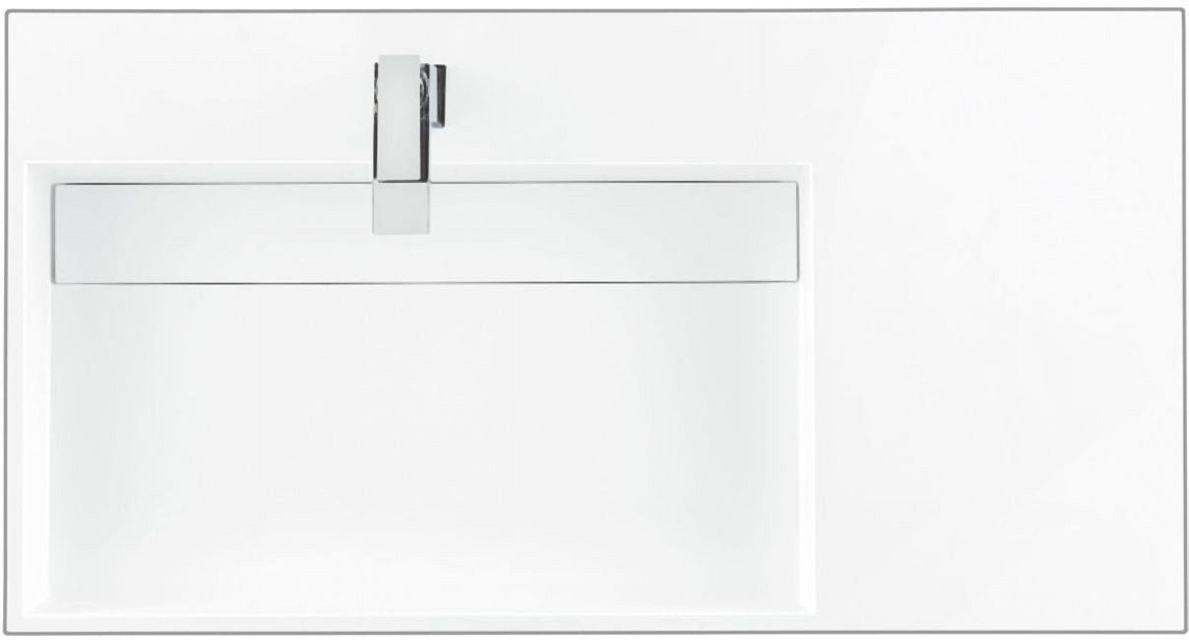 Glossy White Single Stone Vanity Top with Rectangular Sink