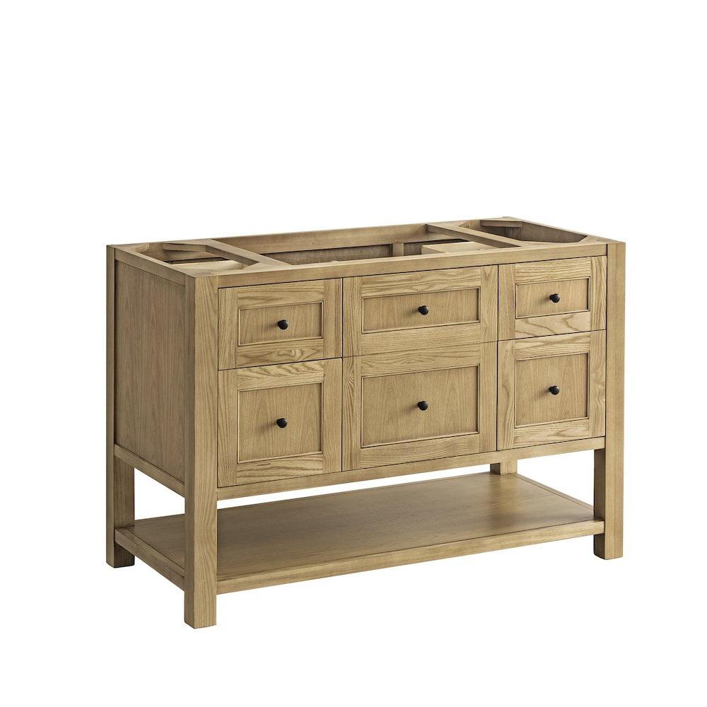 Light Natural Oak 48" Single Vanity Base with Matte Black Knobs