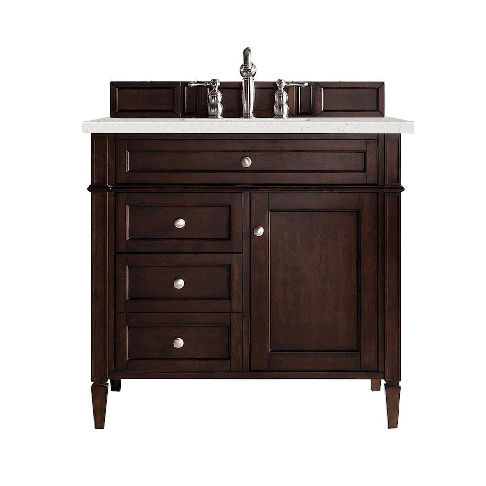 James Martin Vanities 36" Single Vanity, Burnished Mahogany w/ 3 CM Lime Delight Quartz Top