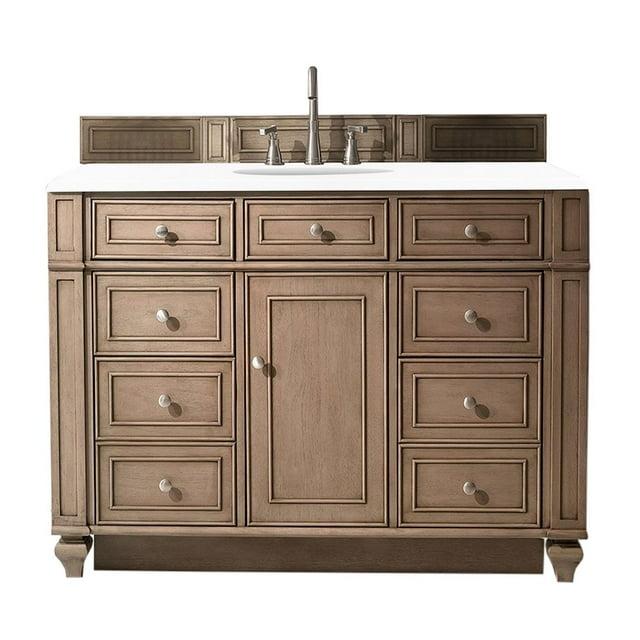 James Martin Vanities 48" Single Vanity, Whitewashed Walnut w/ 3 CM White Zeus Quartz Top