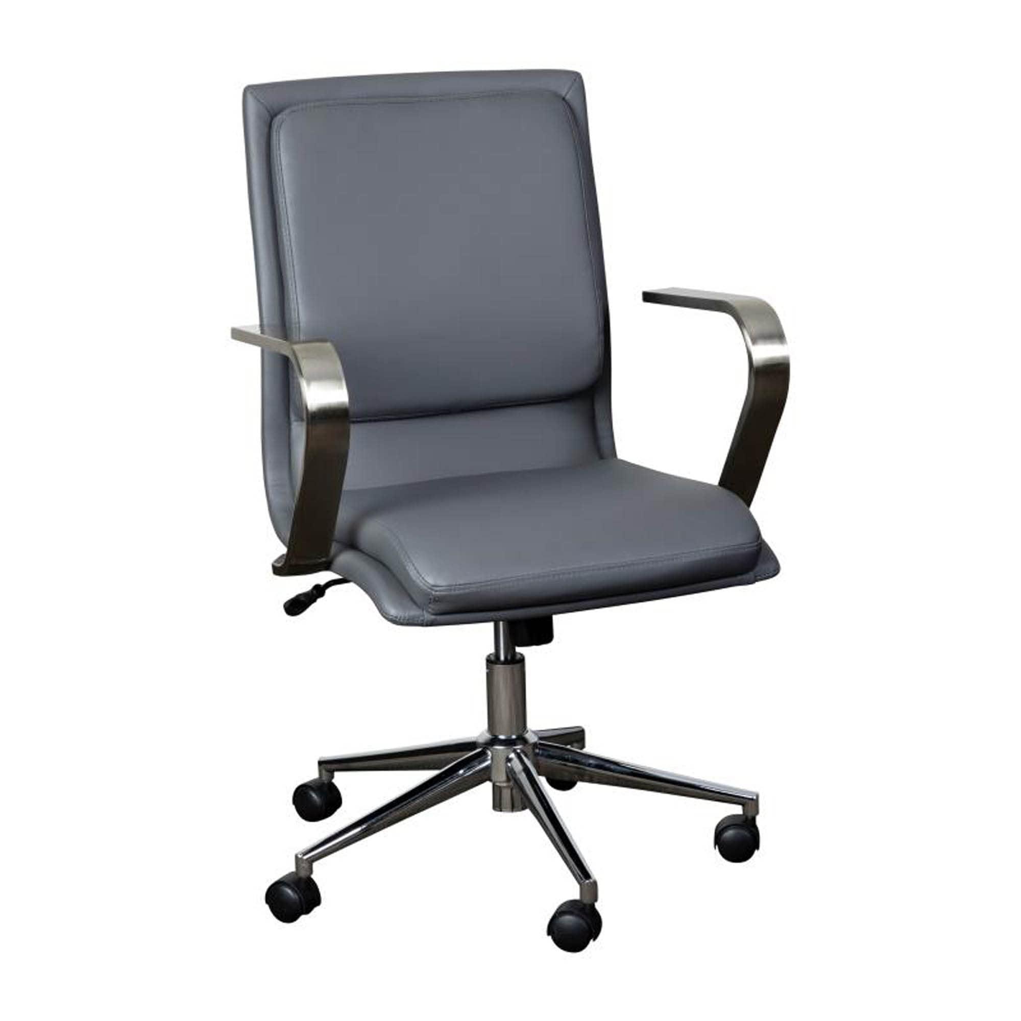 Flash Furniture James Mid-Back Designer Executive Upholstered Office Chair with Brushed Metal Base and Arms