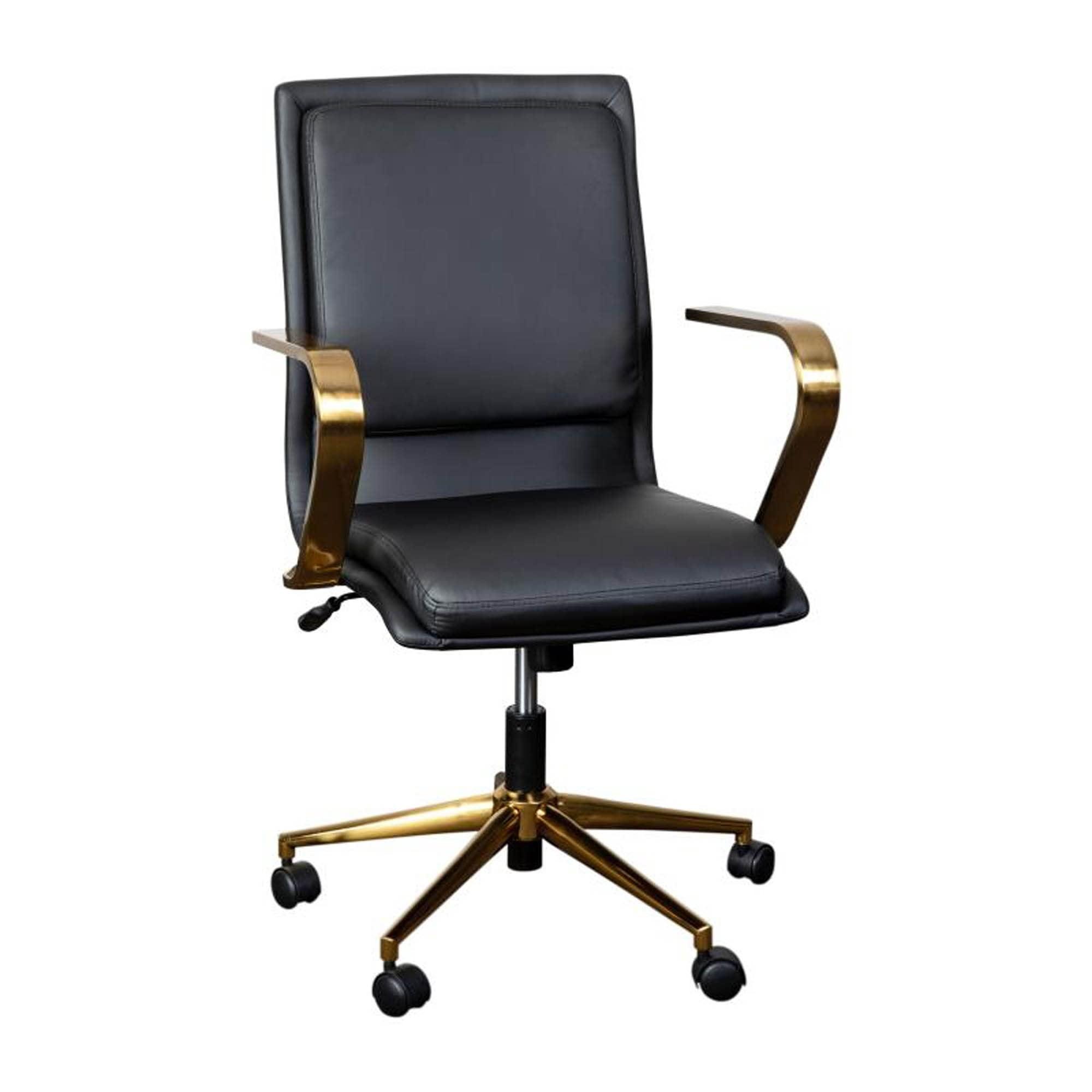 Flash Furniture James Mid-Back Designer Executive Upholstered Office Chair with Brushed Metal Base and Arms