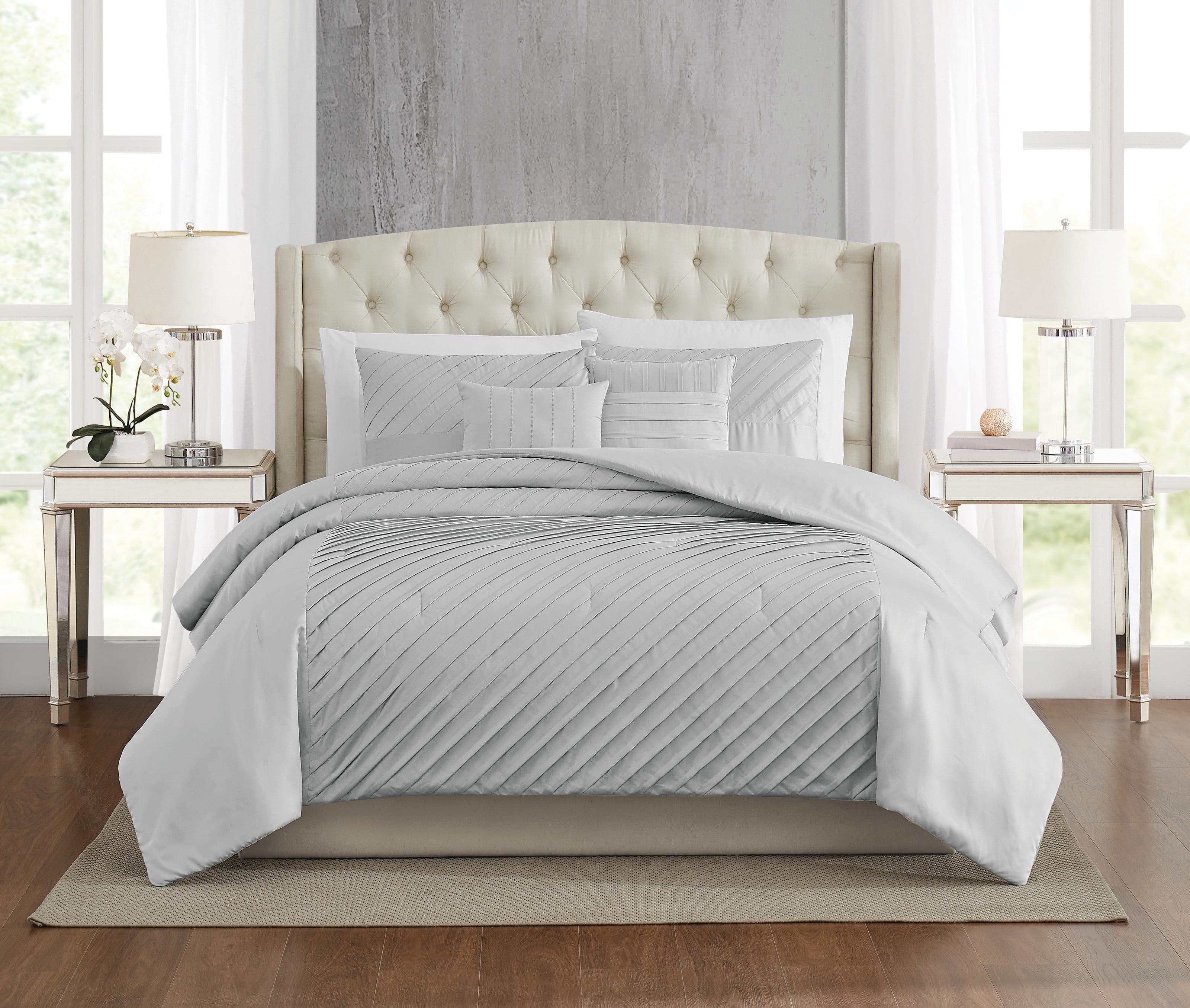 5th Avenue Lux 9pc James Pleated Comforter Set Silver