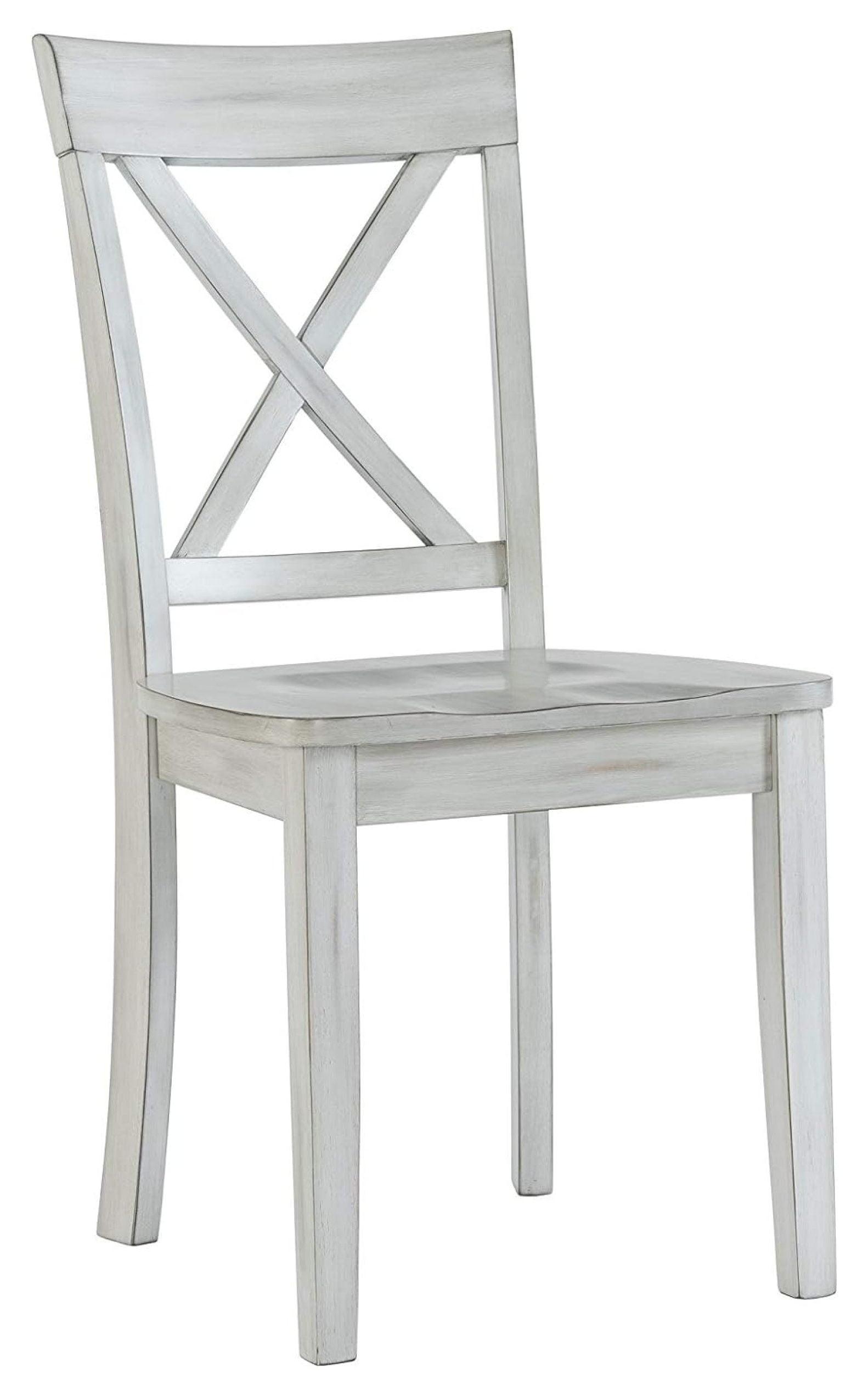 Jamestown Antique White Cross Back Wood Dining Chairs, Set of 2