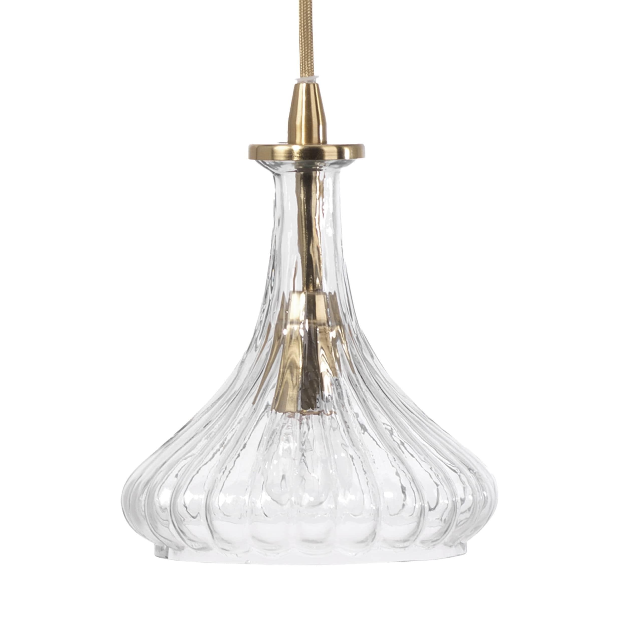 Port Single Light Ribbed Glass Dimmable Pendant