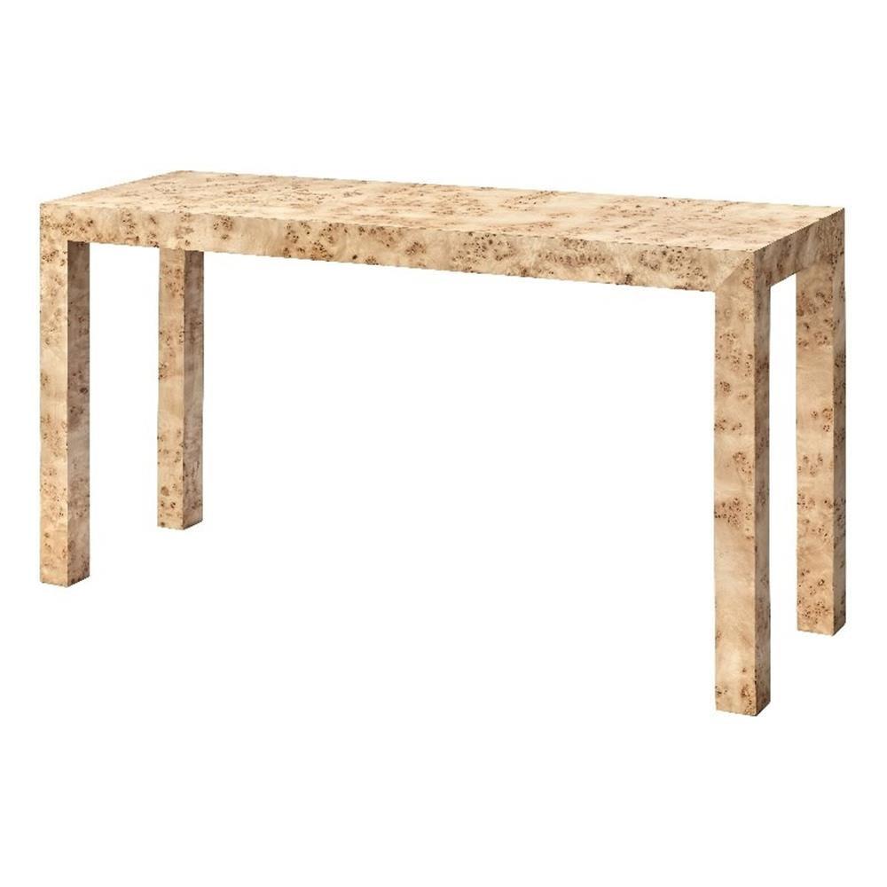 Natural Burl Wood Veneer Console Table, 60"