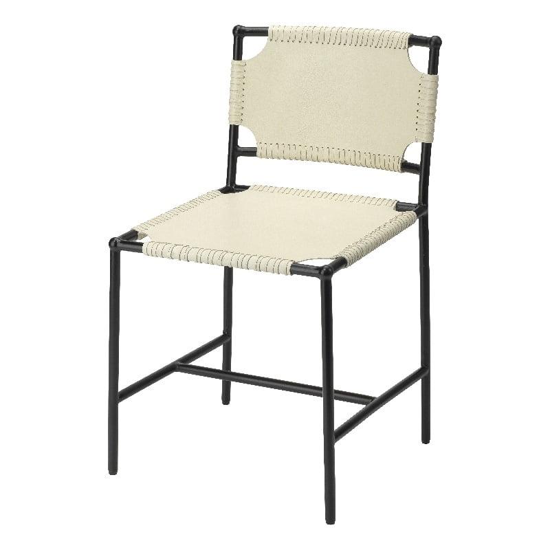 Asher Luxe White Leather Upholstered Dining Chair with Metal Frame