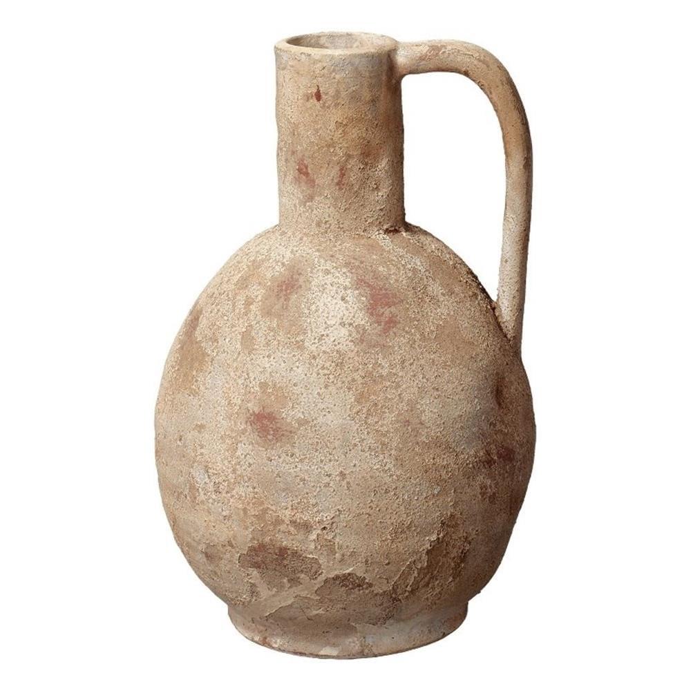 Rustic Beige Ceramic Pitcher-Shaped Decorative Table Vase