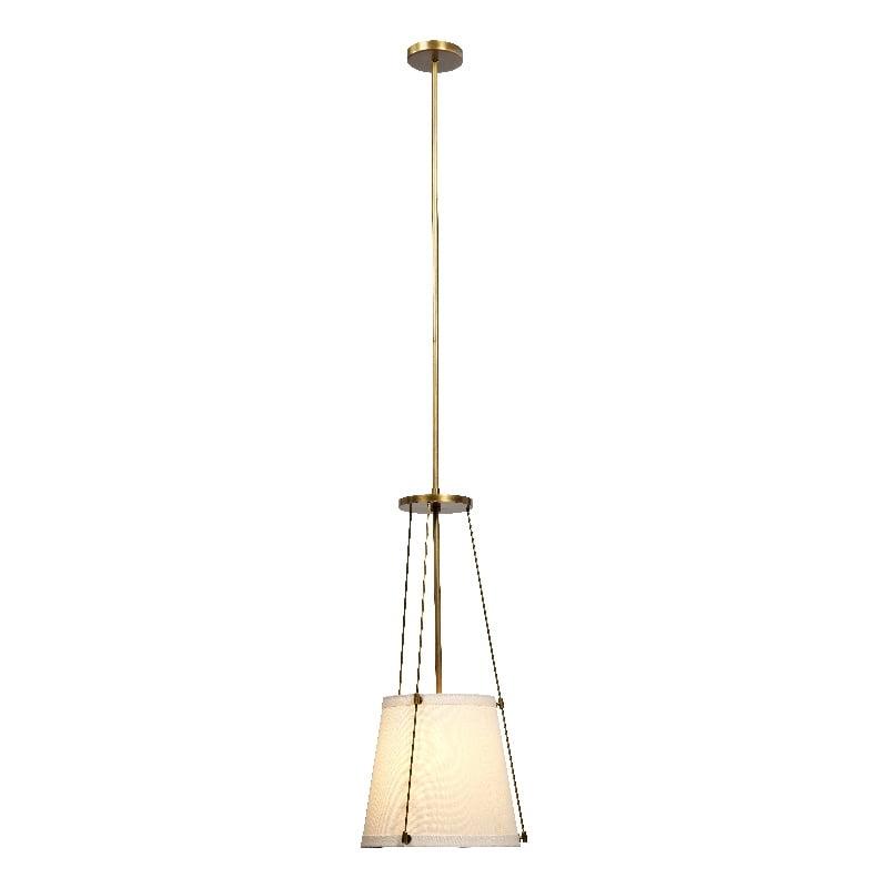 Antique Brass and Linen Drum Pendant Light