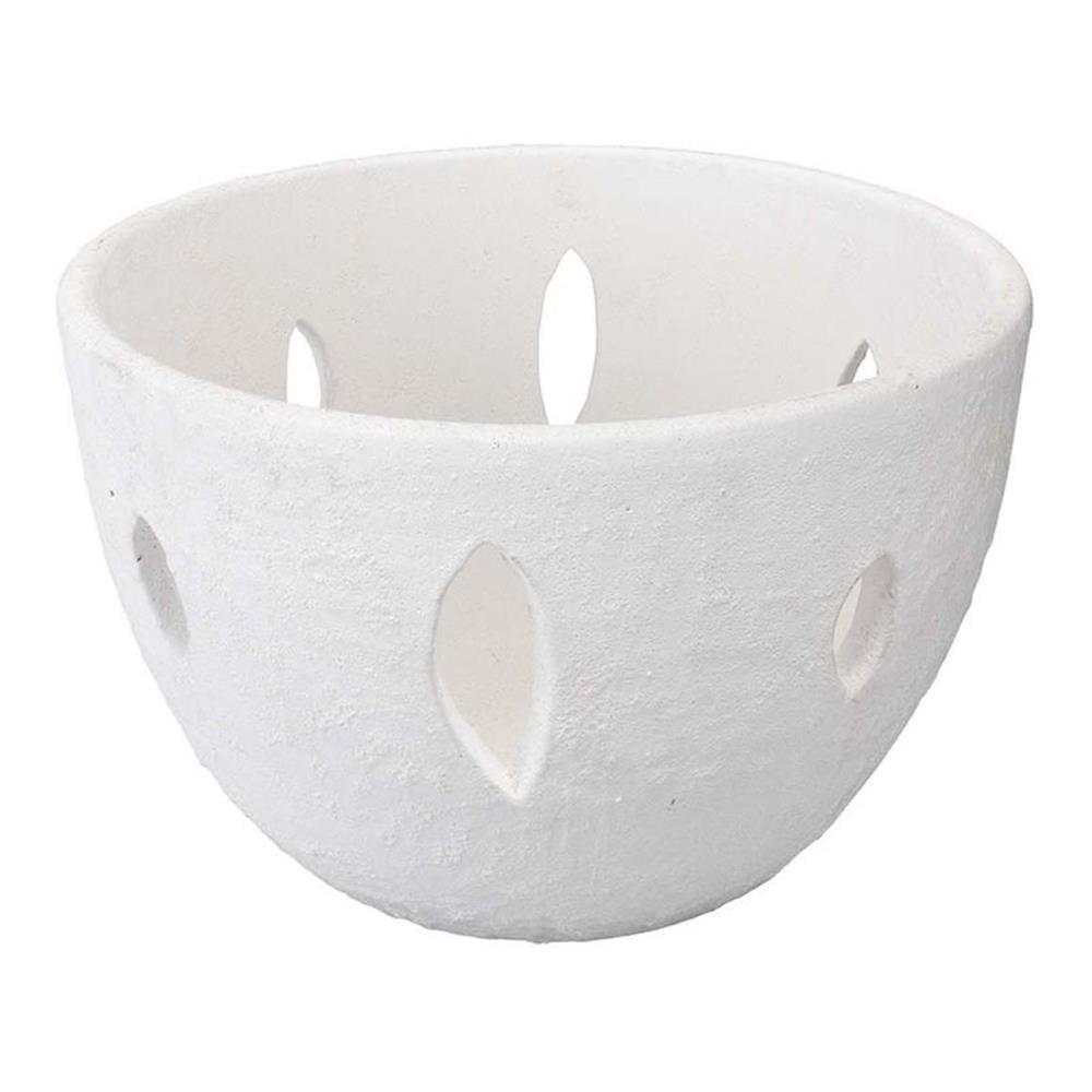 White Ceramic Rustic Round Decorative Bowl