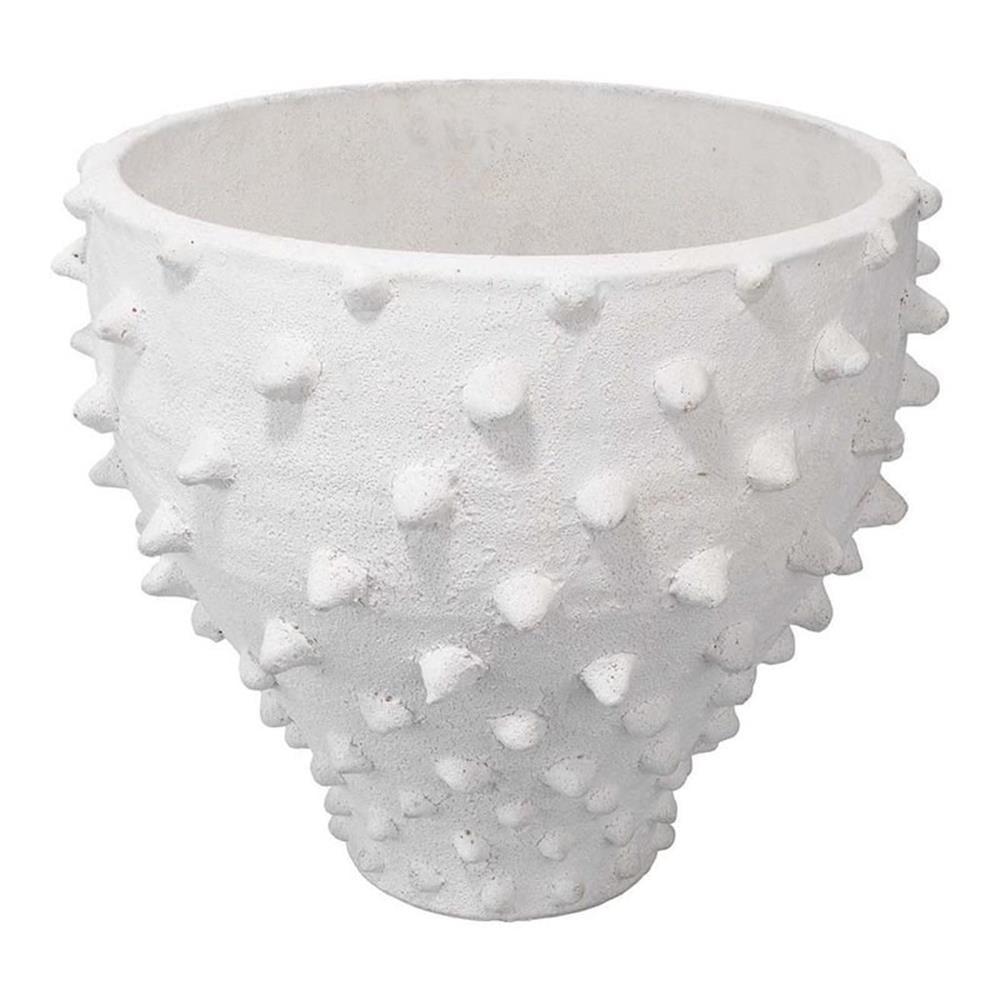 White Ceramic Decorative Table Vase with Spiked Design