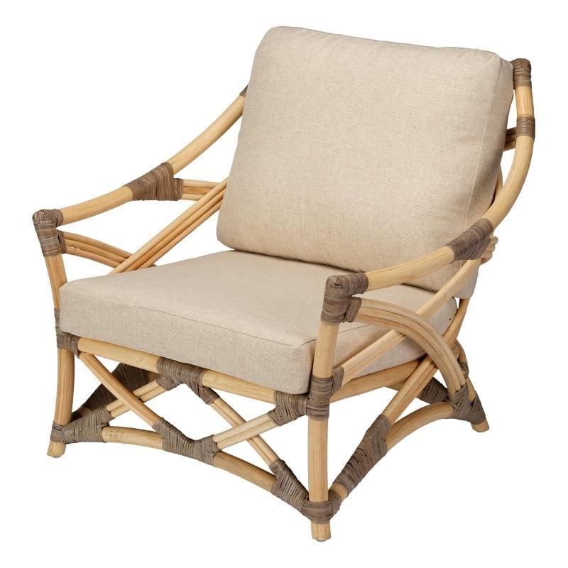 Gray and Natural Handcrafted Rattan Lounge Chair