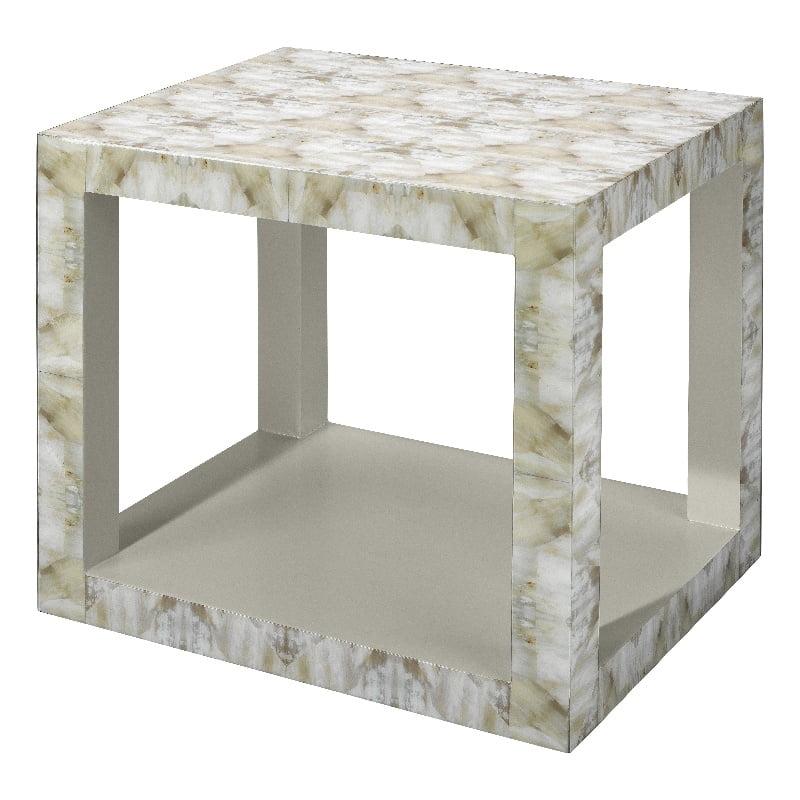 Contemporary Multicolor Wood and Resin Square Side Table