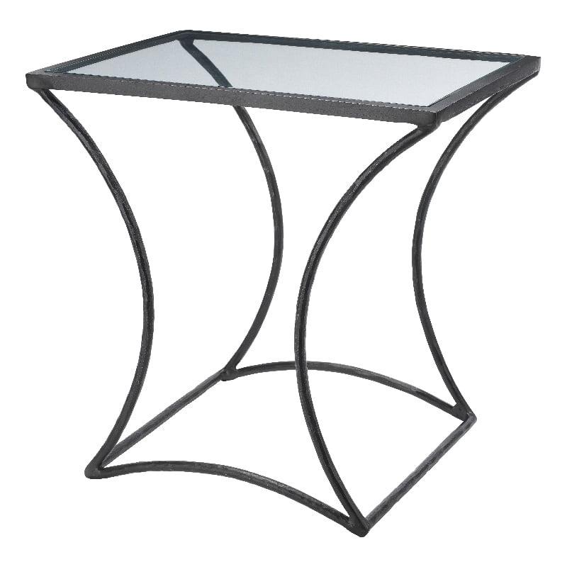 Black Rectangular Metal and Glass Minimalist Side Table