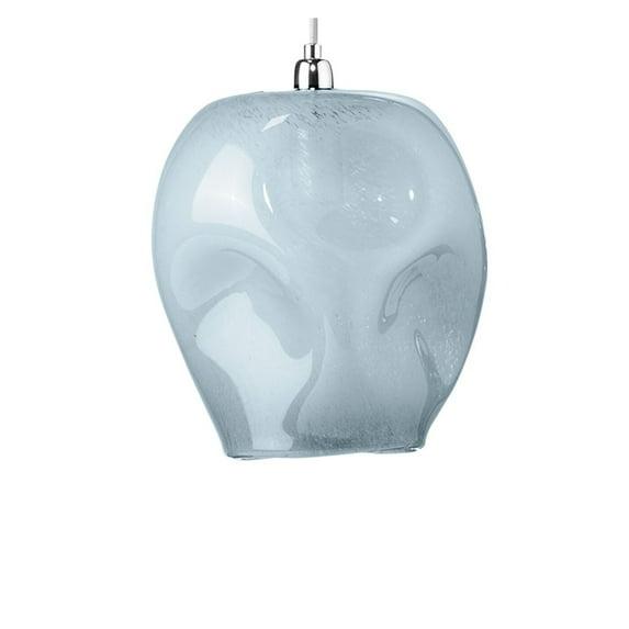 Jamie Young Co Large Coastal Dimpled Glass Pendant in Cornflower Blue/Silver