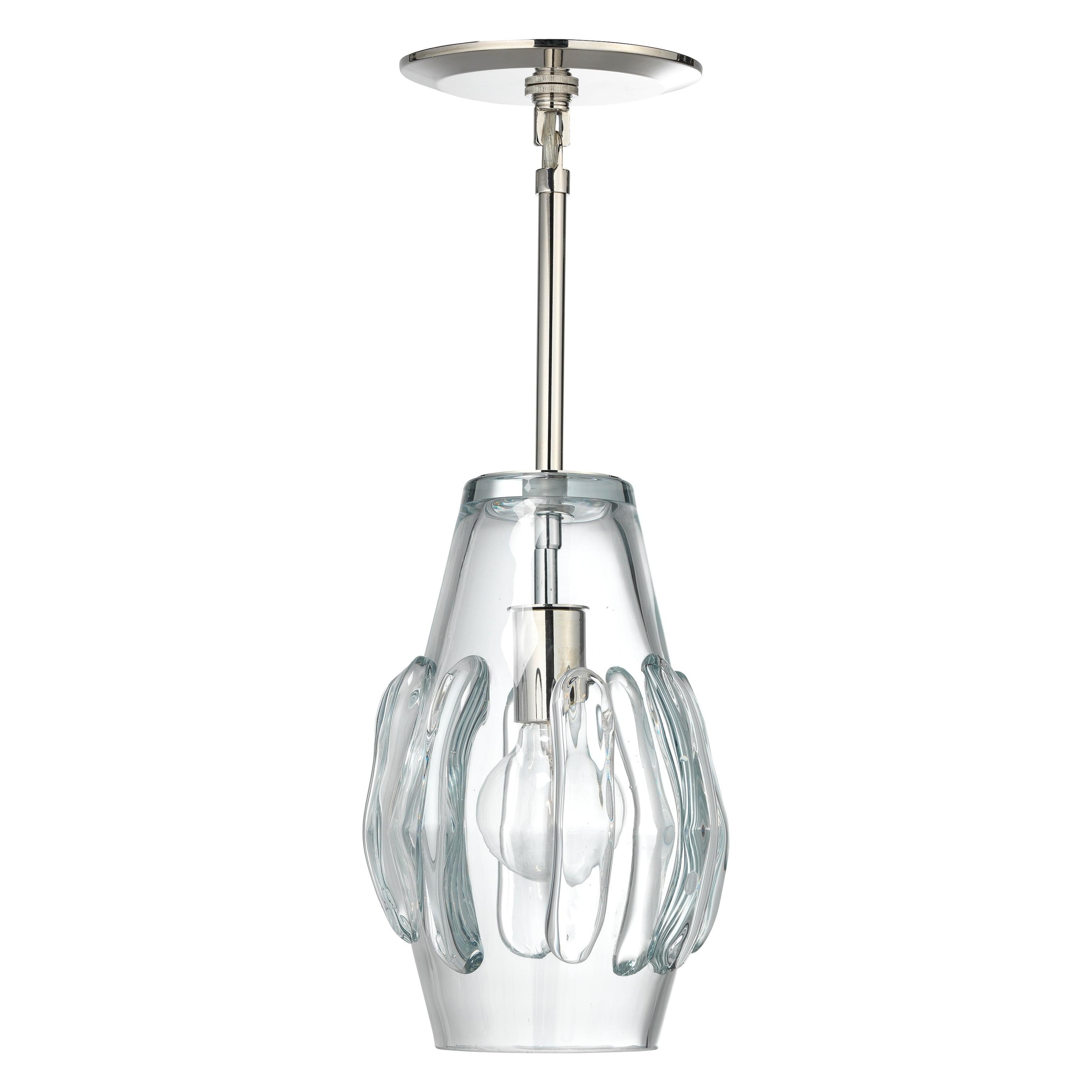 Clear Glass and Silver Single Pendant Light