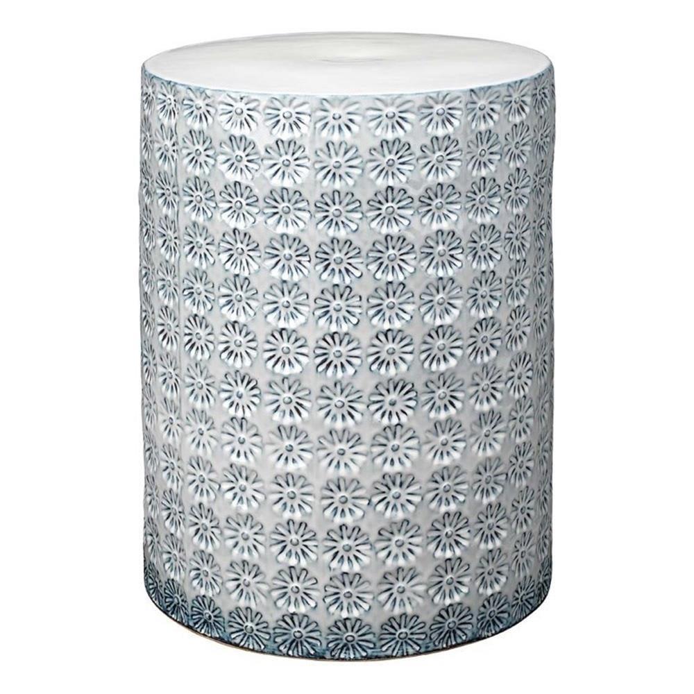 Jamie Young Co Wildflower Coastal Ceramic Side Table in Blue/White