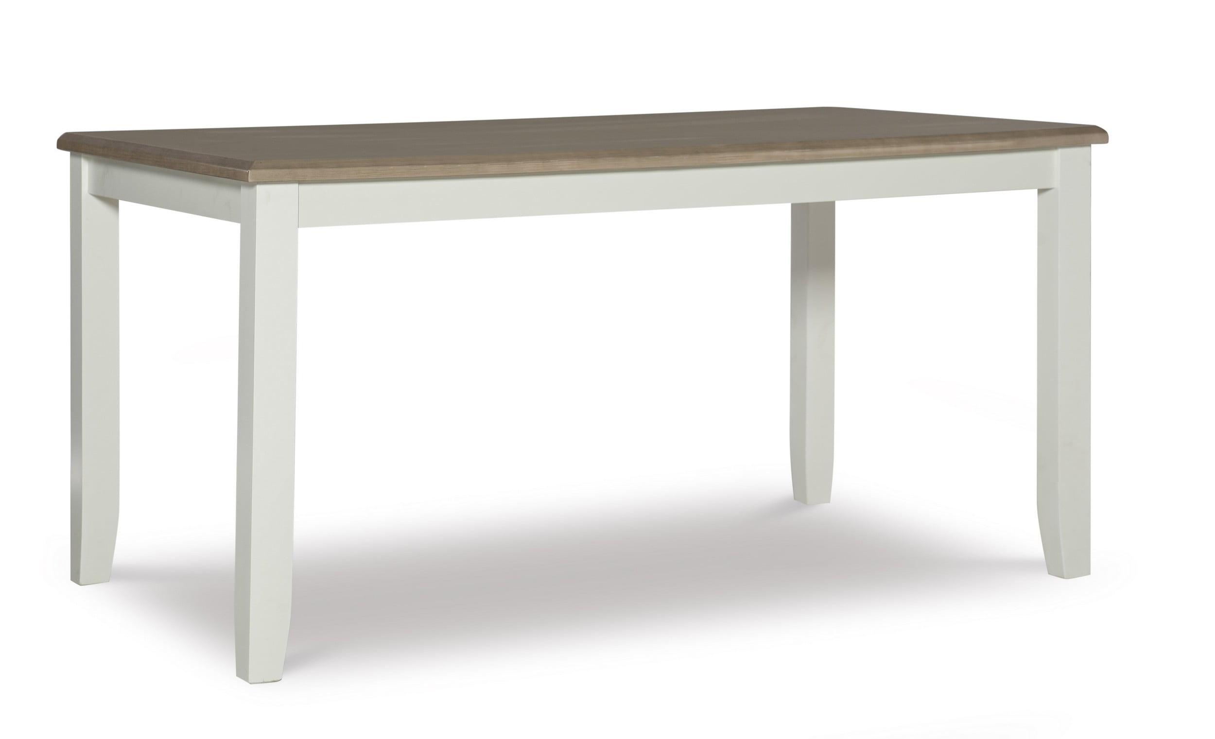 Vanilla White and Rustic Taupe Rubberwood Dining Table for Six