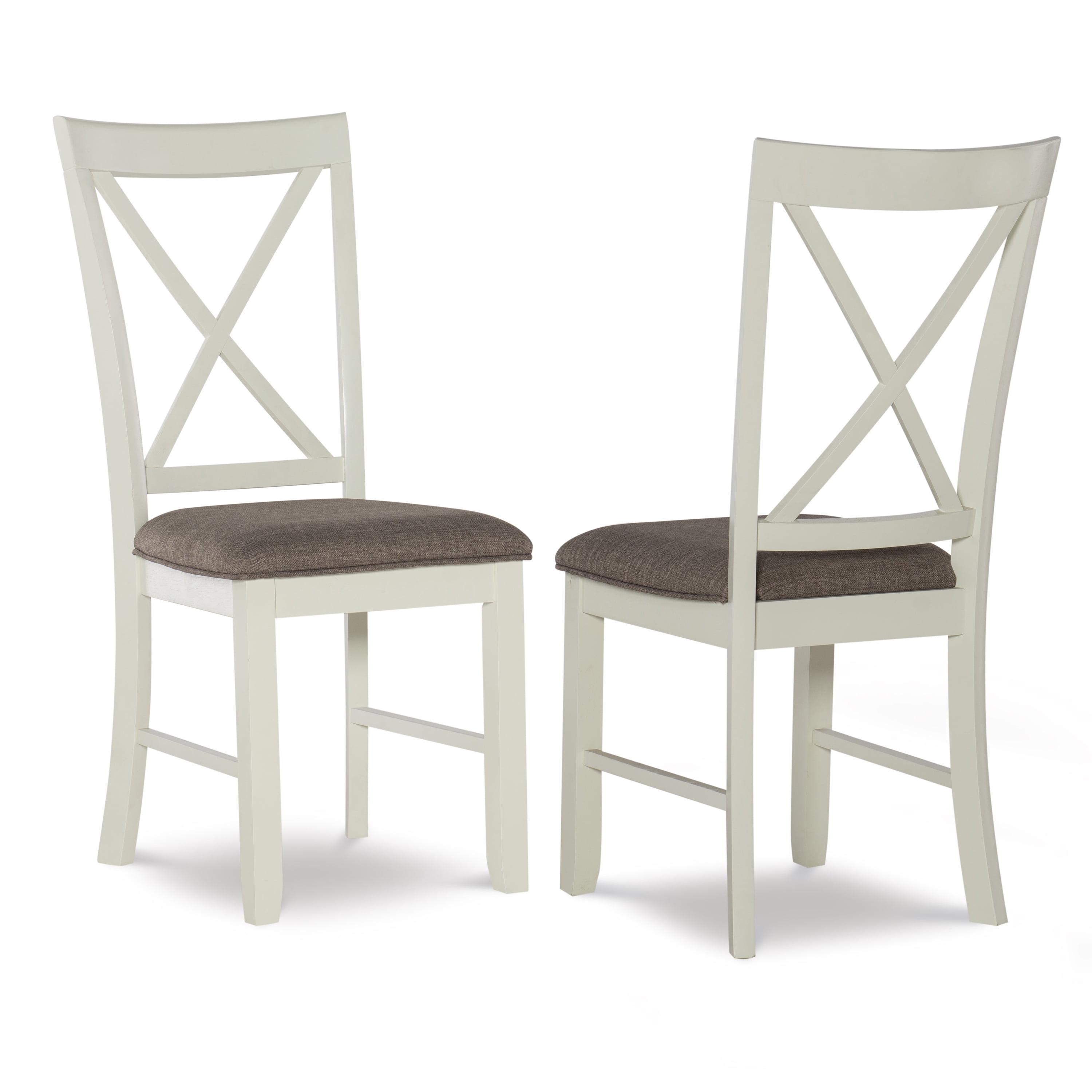 Jane Vanilla White and Taupe Upholstered Side Chair Set