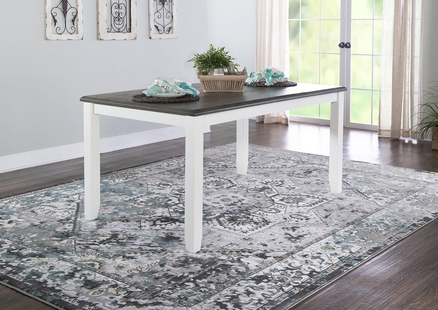 Ashwood Beveled Edge Dining Table, Smokey White & Gray, Seats 6