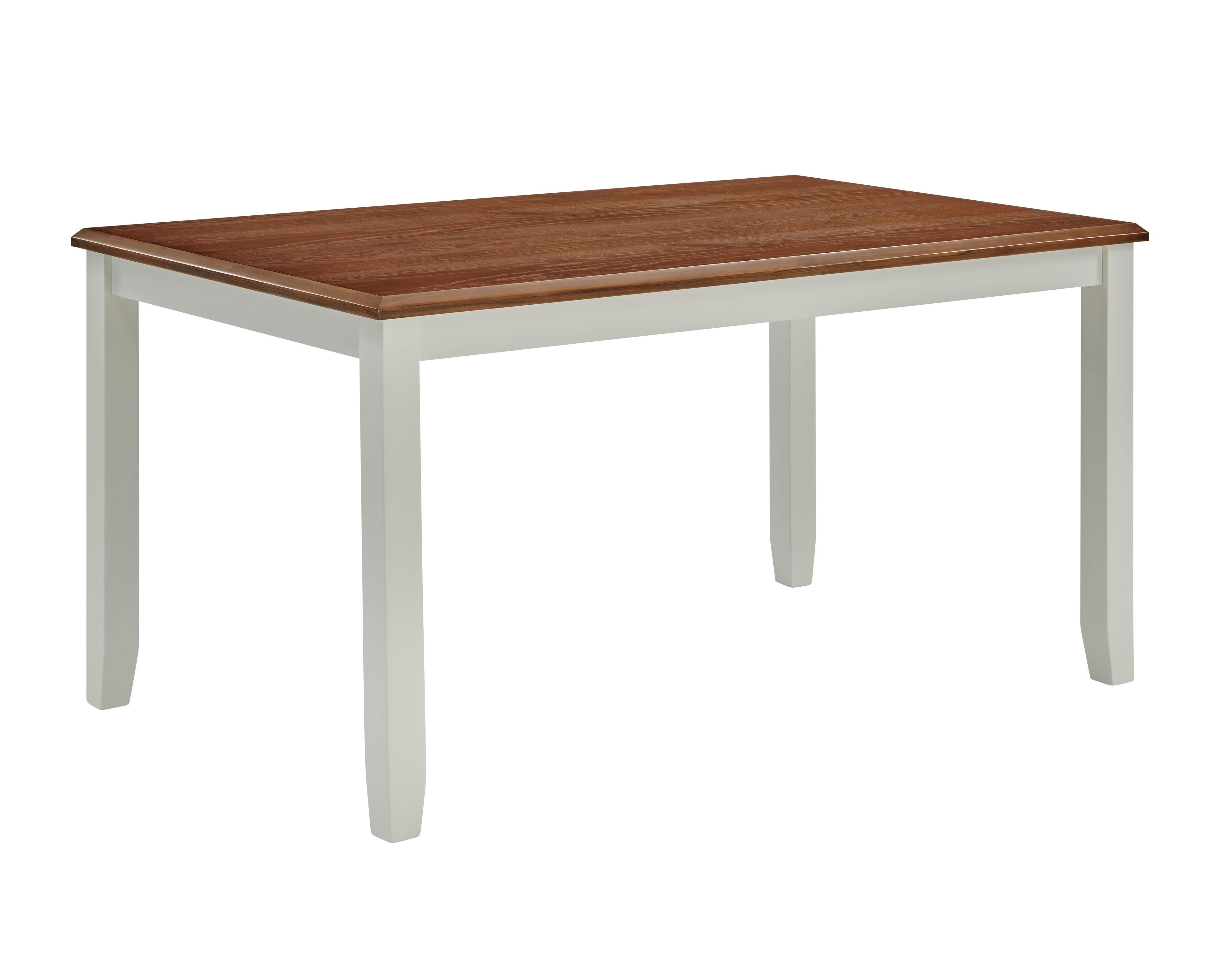 Vanilla White and Honey Brown Farmhouse Dining Table, 60"