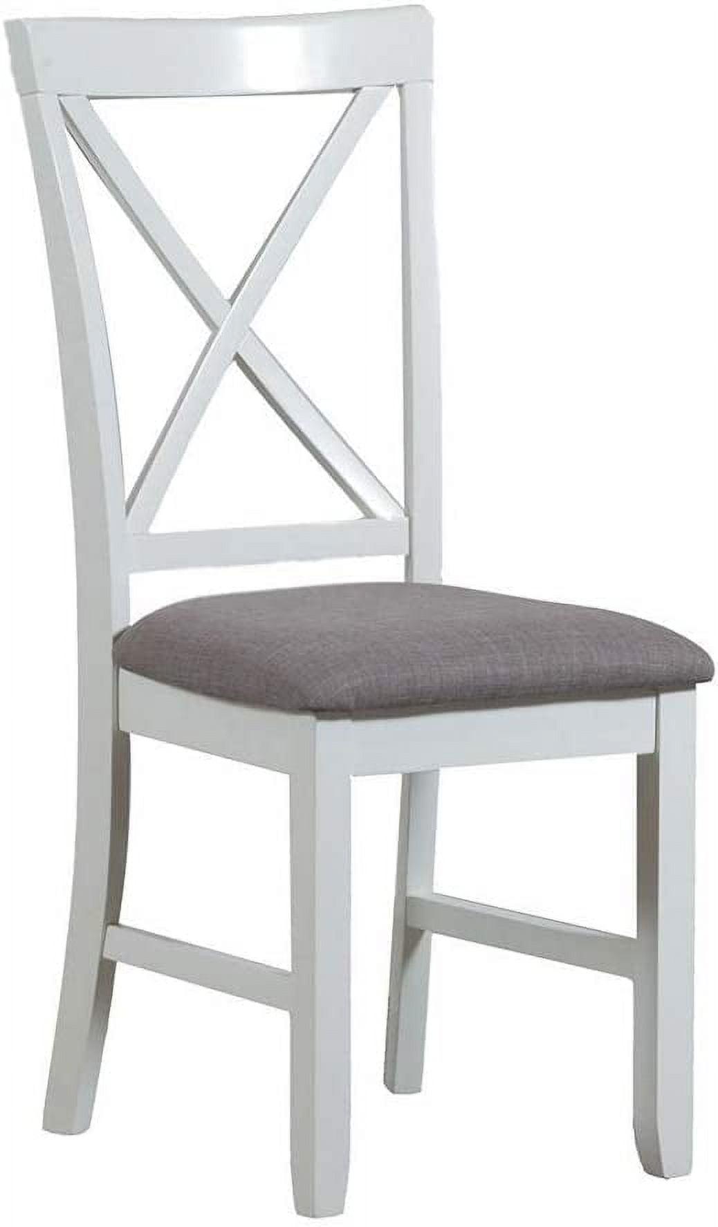 Smokey White Upholstered Linen Wood High Cross Back Side Chair