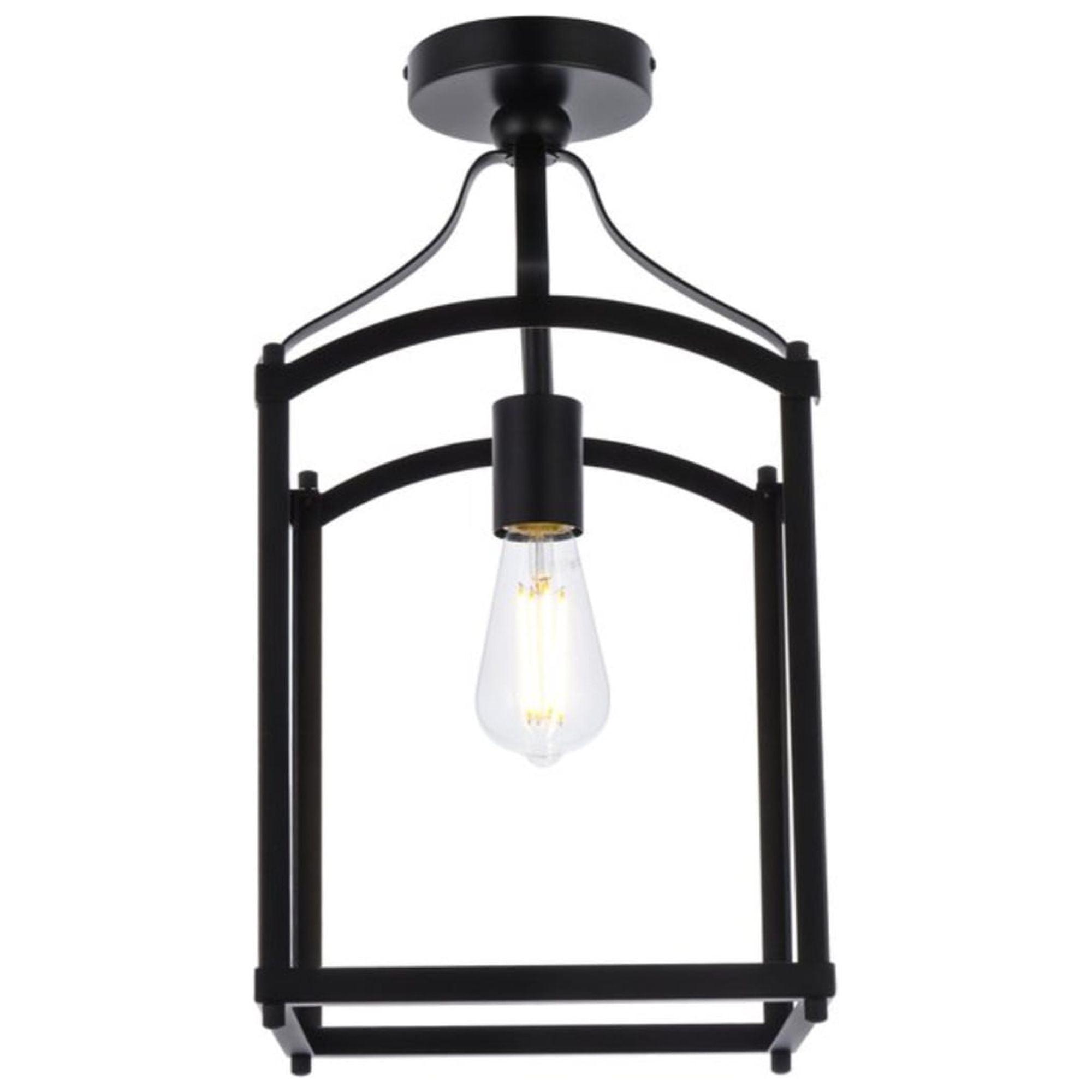 Black Iron Indoor/Outdoor 1-Light Flush Mount Fixture