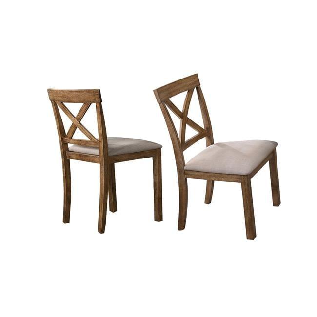 Beige Linen Upholstered Cross Back Side Chair