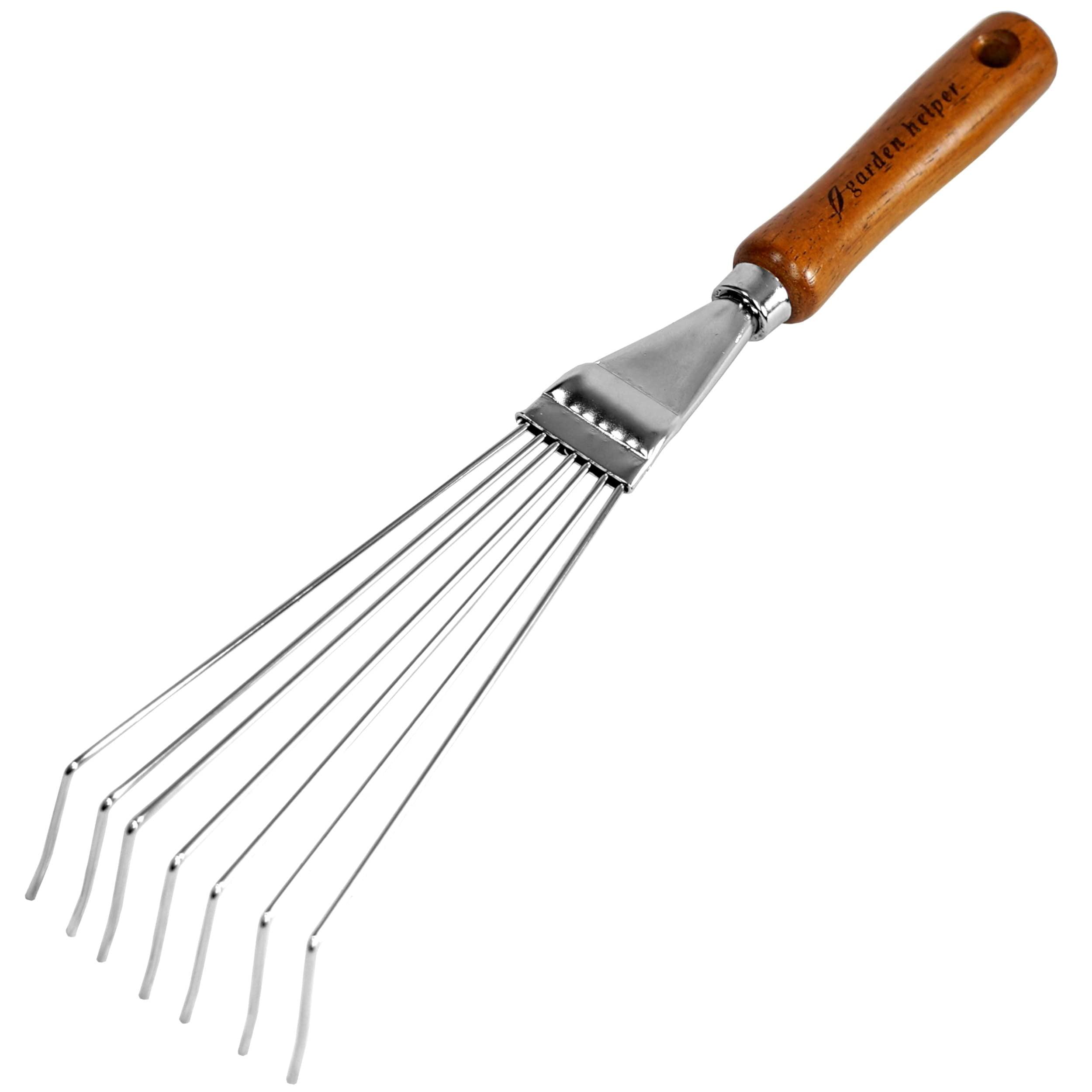 Japanese Steel Handheld Garden Rake with Wood Handle