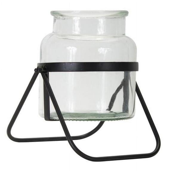 Vase In Stand (Set Of 2) 9"H Metal, Glass