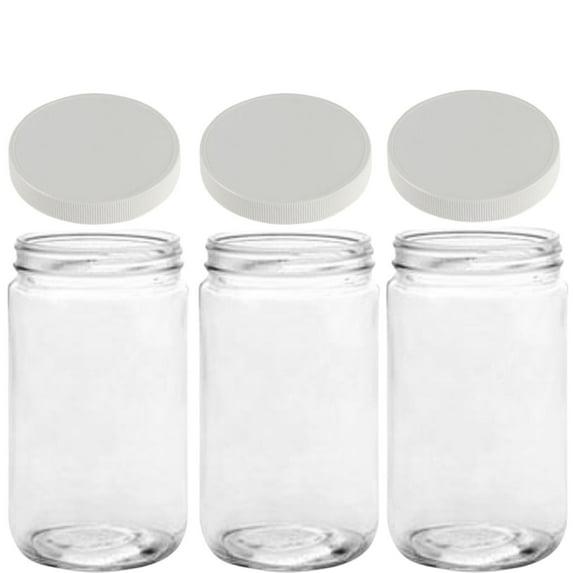 Jarming Collections 32oz Wide Mouth Glass Storage Jars – Extra-Wide Opening with BPA-Free Plastic Lids for Easy Filling, Food Storage, Pantry Organization & Canning Storage – Made in USA (3 Count)