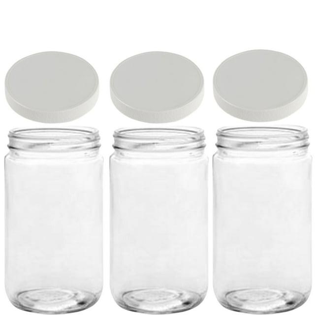 Jarming Collections 32oz Wide Mouth Glass Storage Jars – Extra-Wide Opening with BPA-Free Plastic Lids for Easy Filling, Food Storage, Pantry Organization & Canning Storage – Made in USA (3 Count)