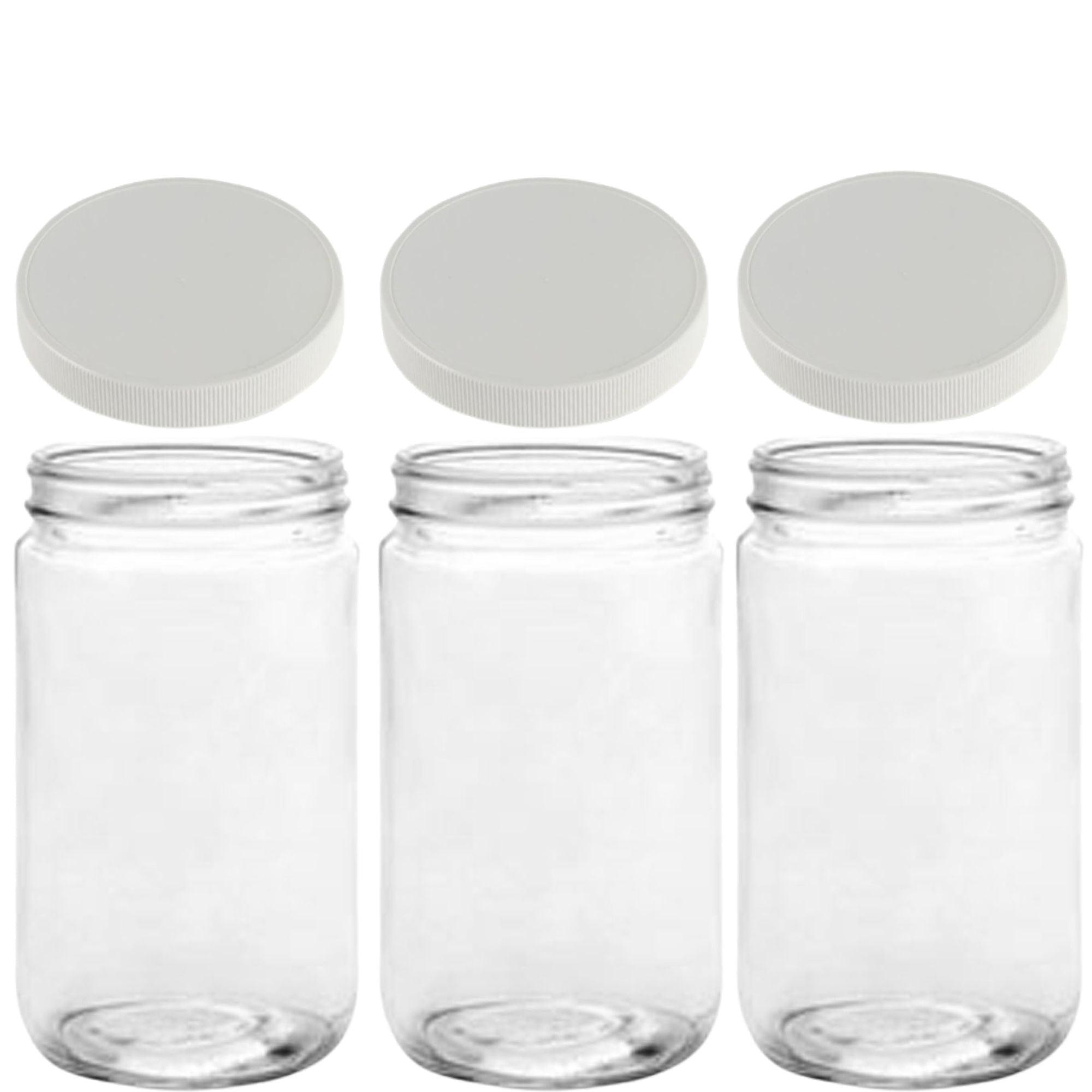 Jarming Collections 32oz Wide Mouth Glass Storage Jars – Extra-Wide Opening with BPA-Free Plastic Lids for Easy Filling, Food Storage, Pantry Organization & Canning Storage – Made in USA (3 Count)