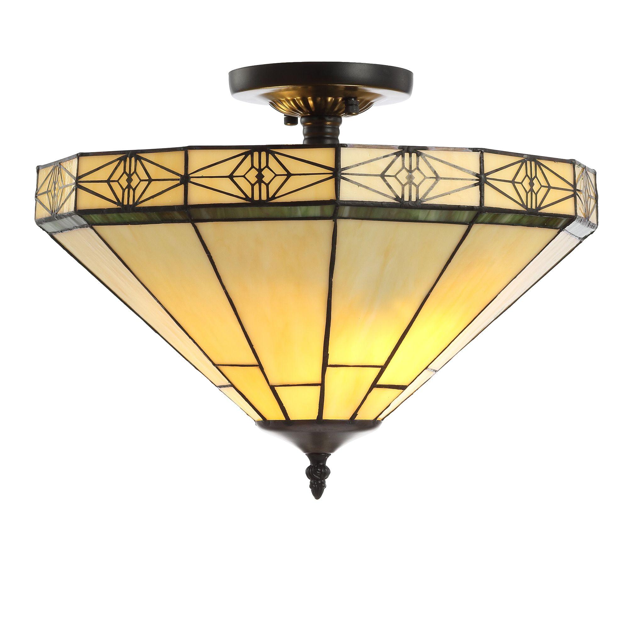 Elegant Tiffany-Style 16" Cream Glass LED Ceiling Light