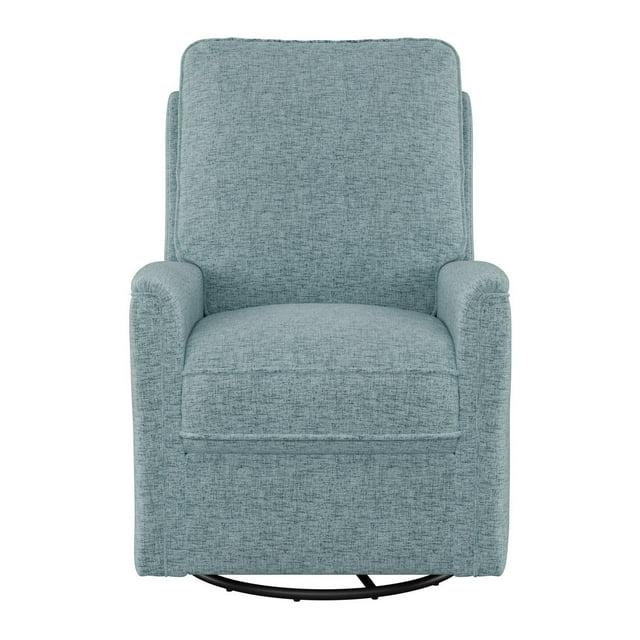 CorLiving Jasmine Swivel Glider Press-Back Recliner Chair Blue: Upholstered Polyester, Metal & Wood Frame, 300lb Capacity
