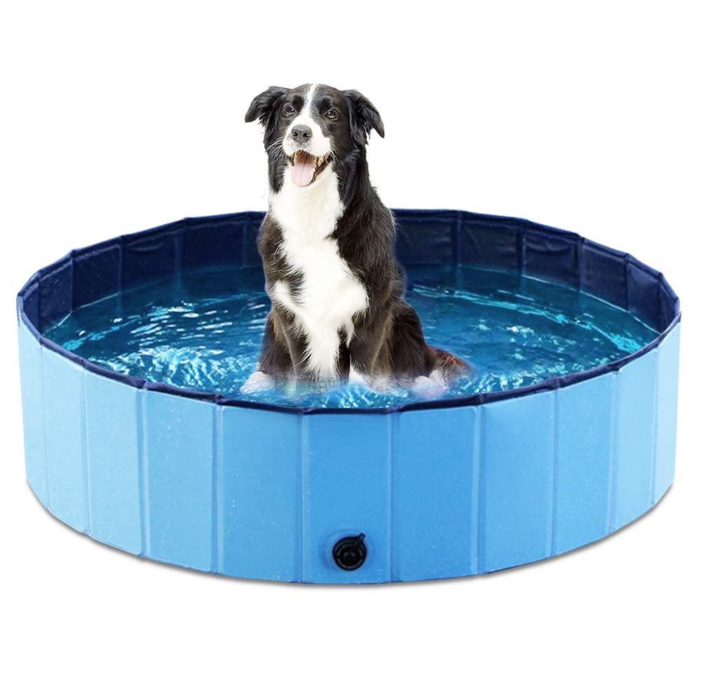 Blue Foldable PVC Dog and Kiddie Pool, 32x8 Inches