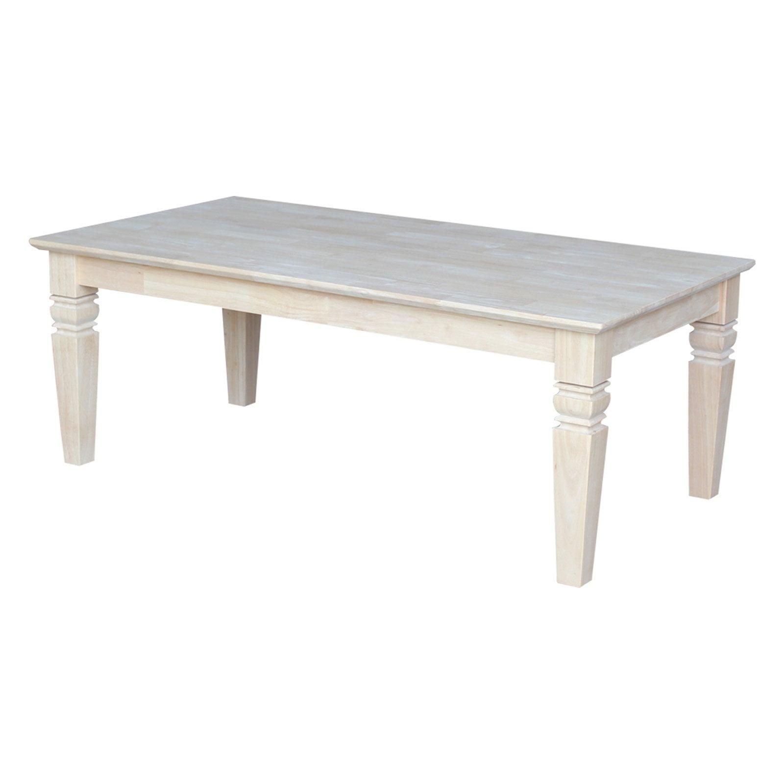 Elegant Java Rectangular Coffee Table in Unfinished Wood