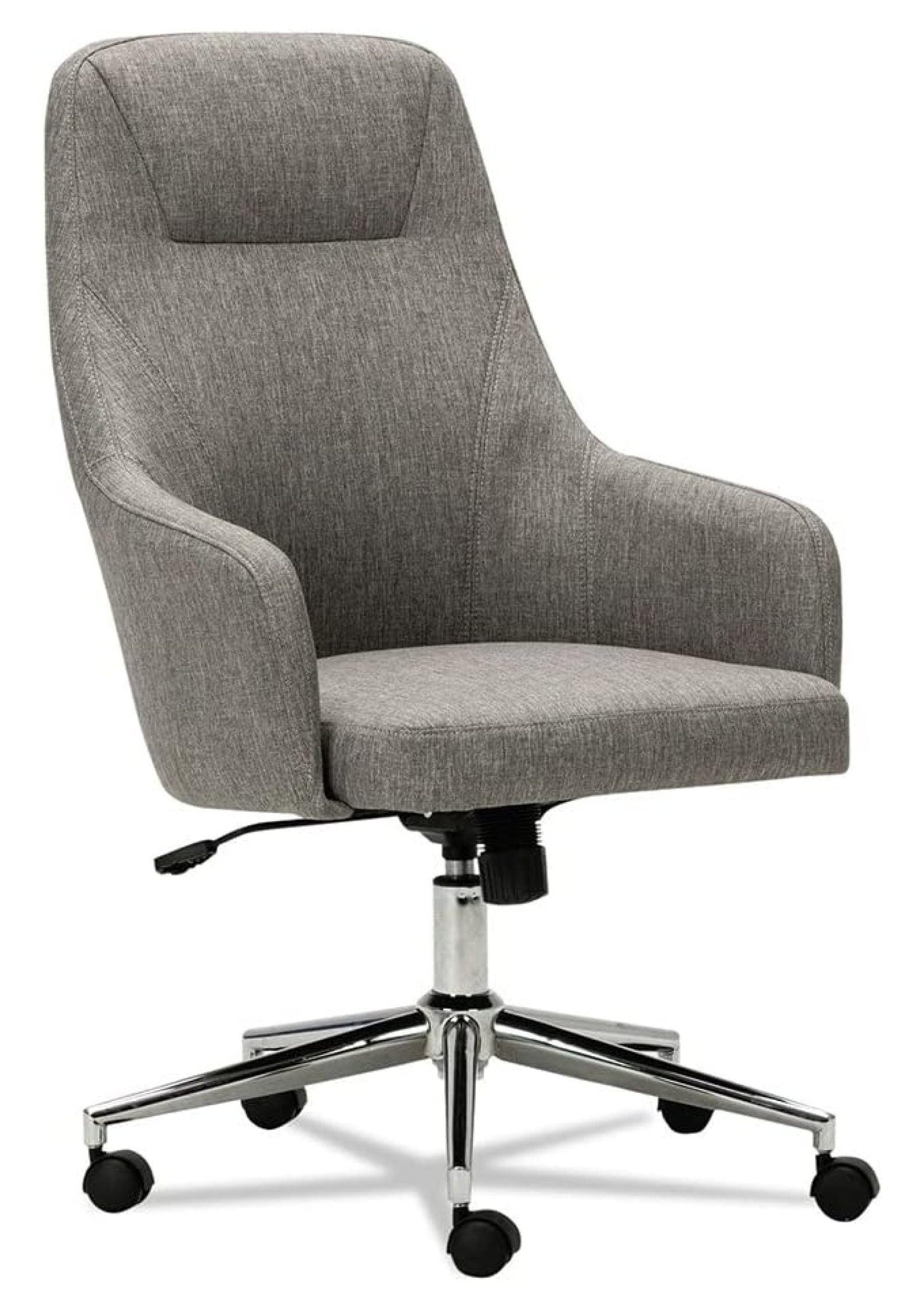 Modern High-Back Swivel Office Chair with Gray Tweed Fabric