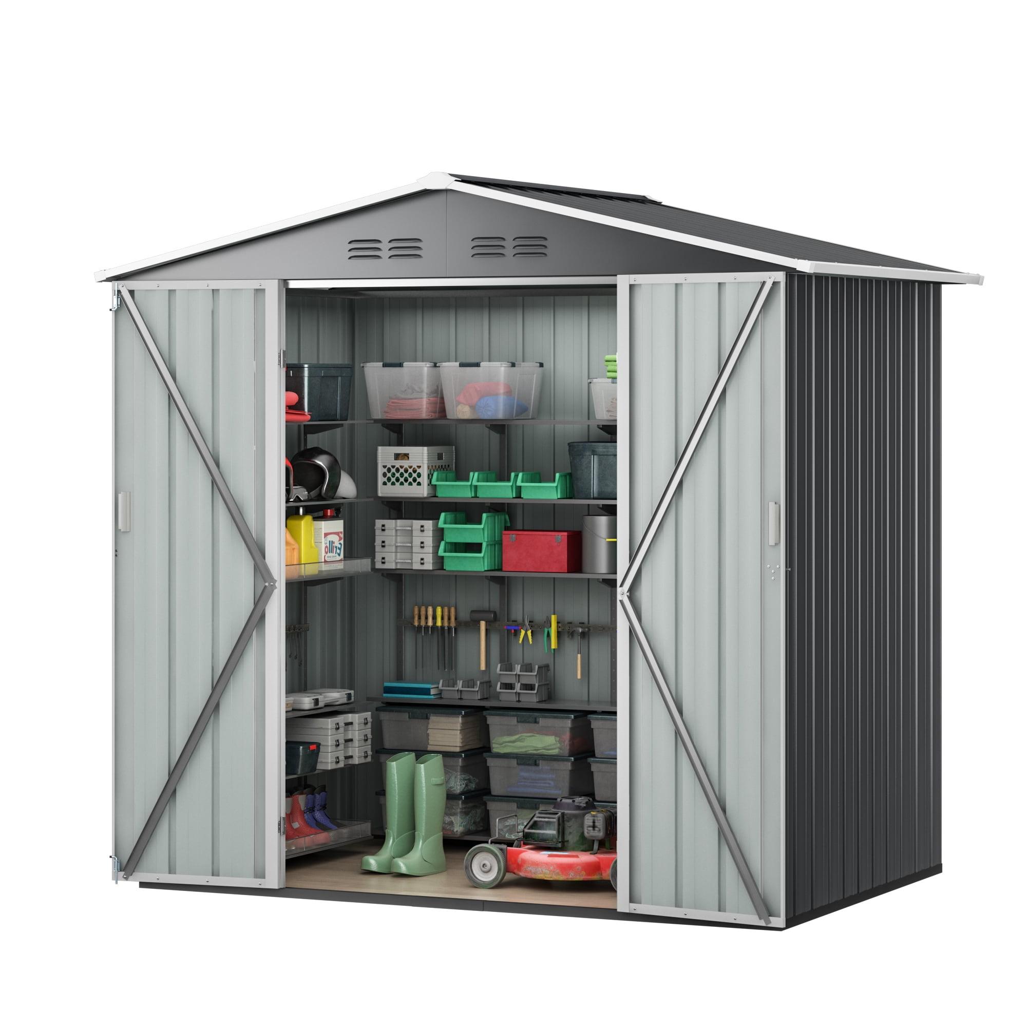 HOGYME 6 Ft. W X 4 Ft. D Outdoor Metal Storage Shed With Lockable Doors