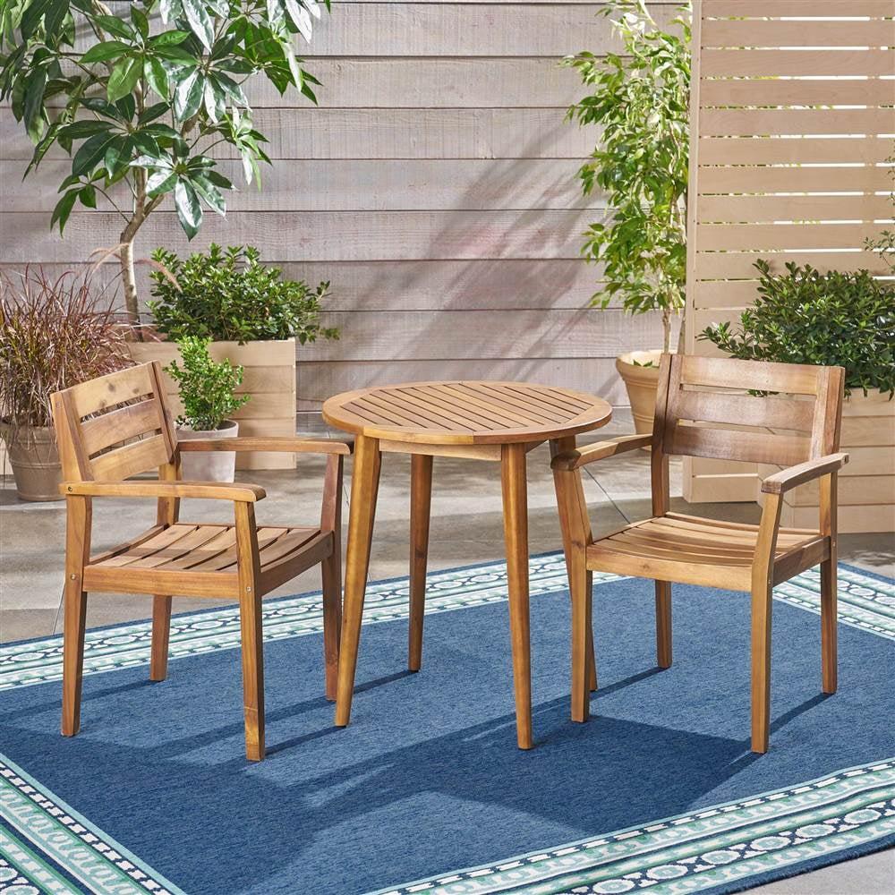 Highland Dunes Scottsville 2 - Person Acacia Wood Patio Dining Set with Round Table