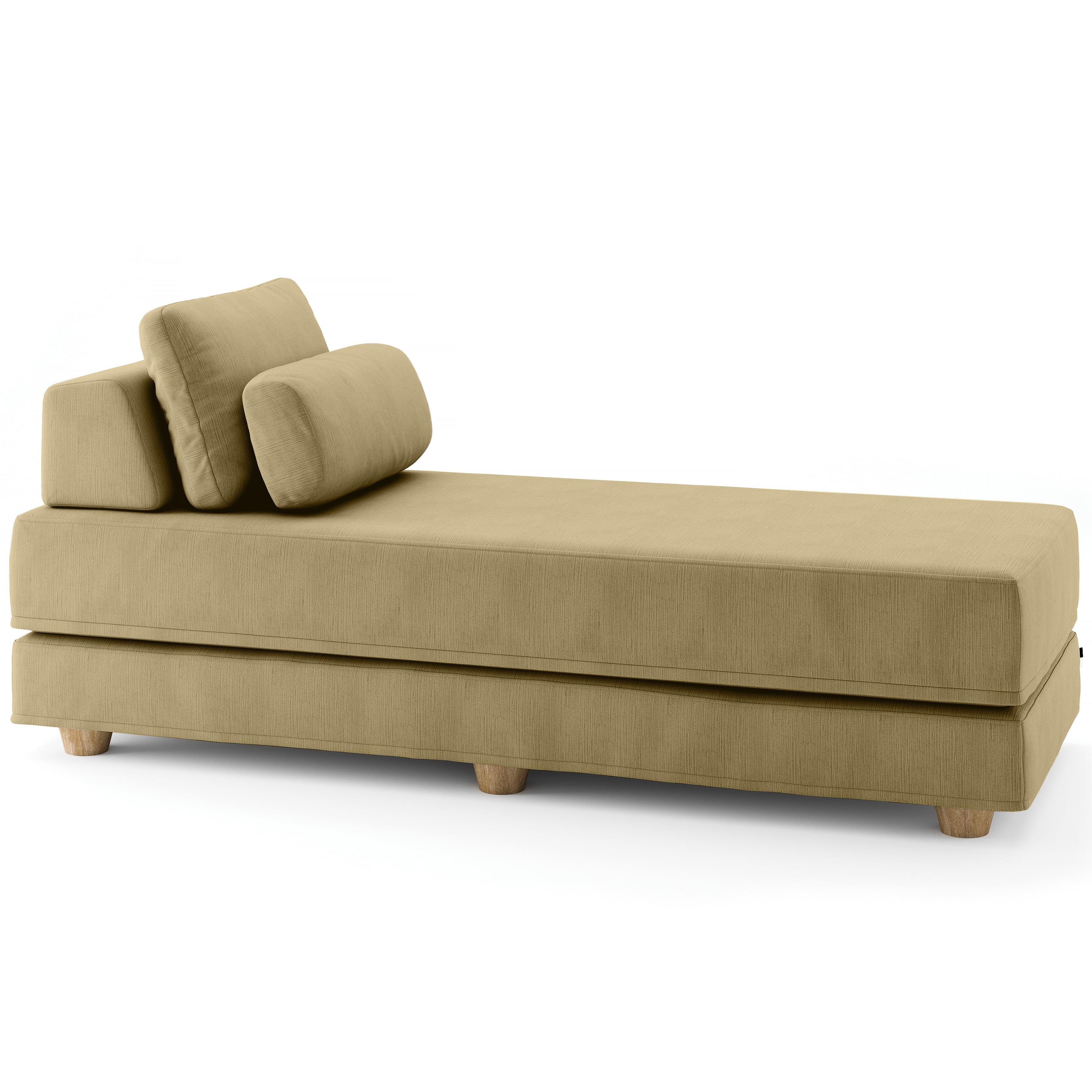 Jaxx  Balshan Cushioned Micro-velvet Convertible Chaise Lounge Daybed Camel