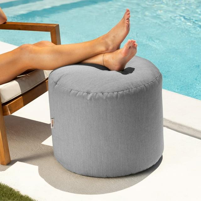Jaxx Spring Indoor / Outdoor Bean Bag Pouf Ottoman, Sunbrella Slate