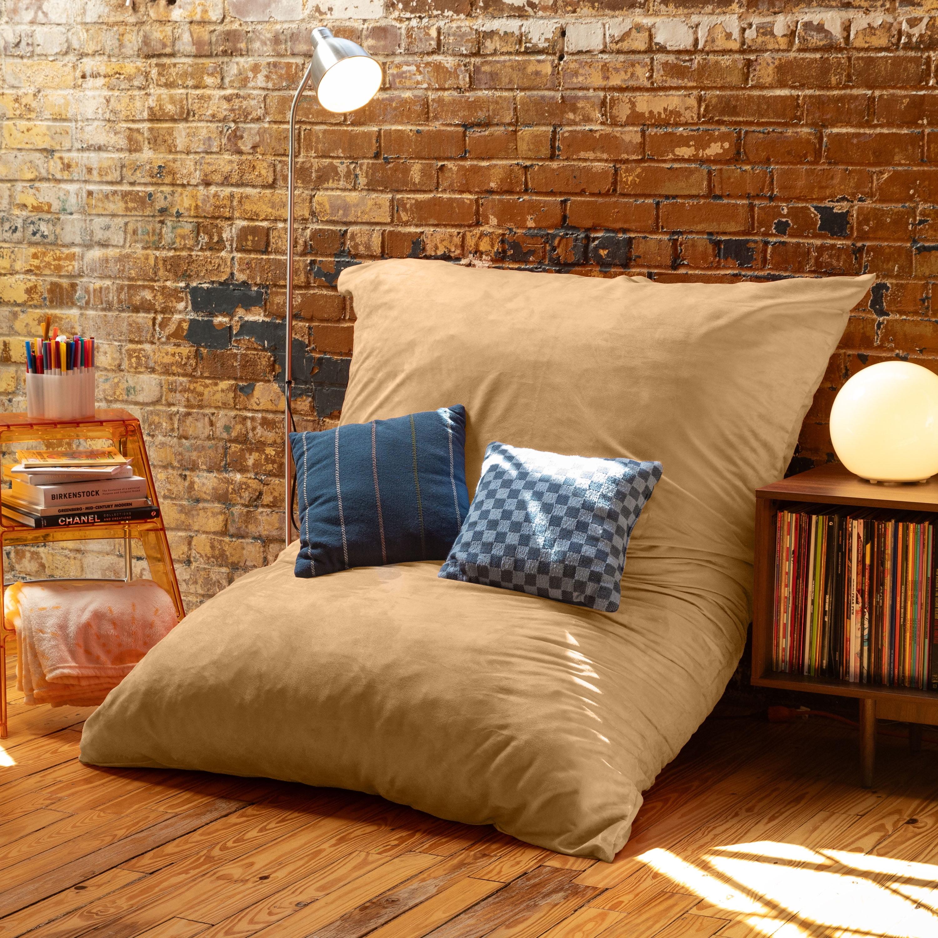 Jaxx Pillow Saxx 5.5-Foot - Huge Bean Bag Floor Pillow and Lounger, Camel